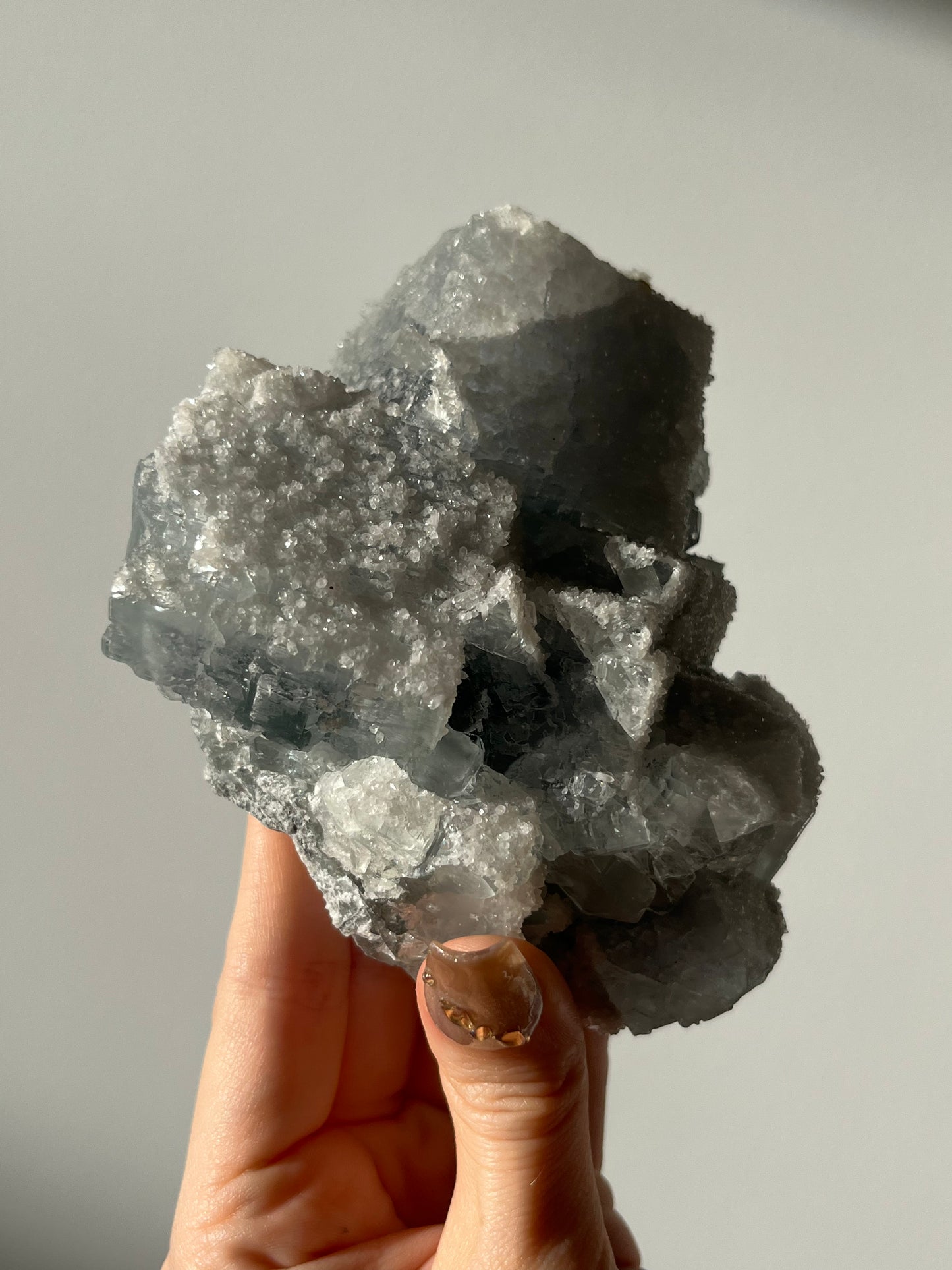 Druzy Quartz Coated Green Fluorite Specimen A