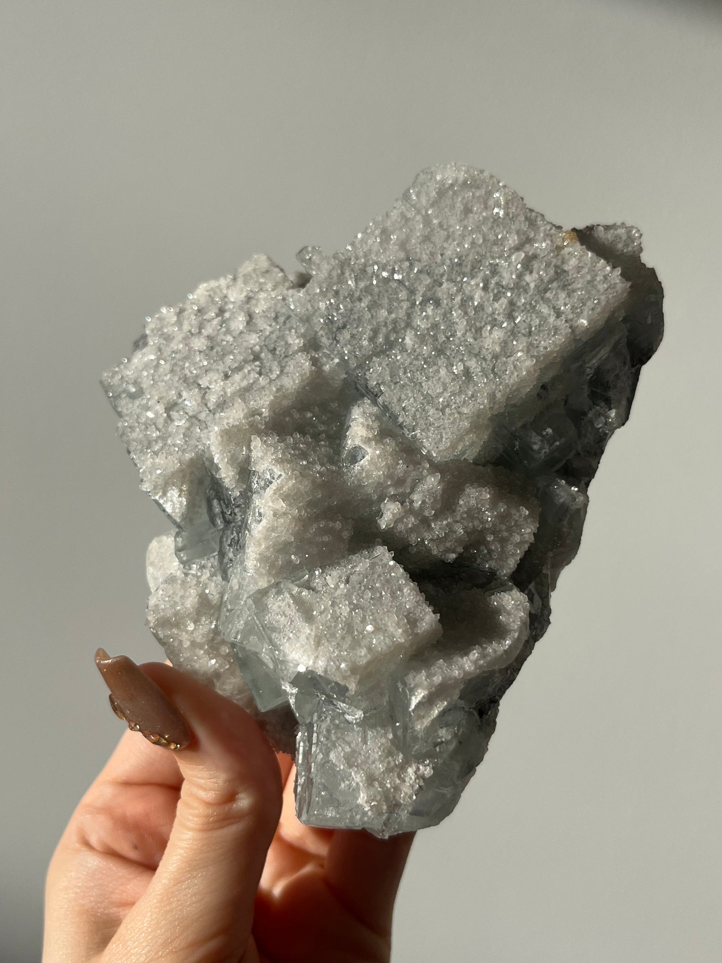 Druzy Quartz Coated Green Fluorite Specimen A