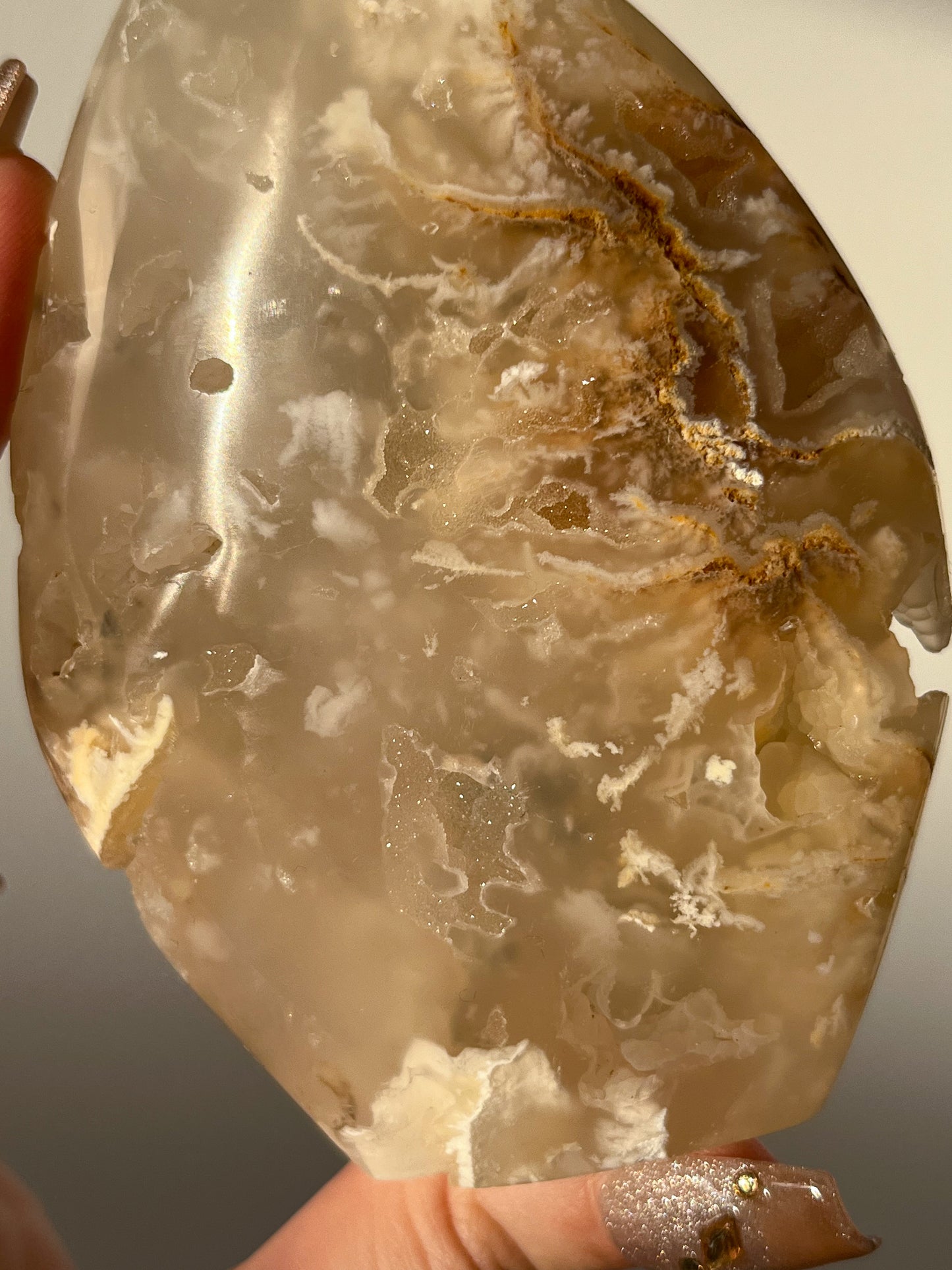 Flower Agate Flame Carving - Slight Unsteady Base (Perfectly Imperfect)