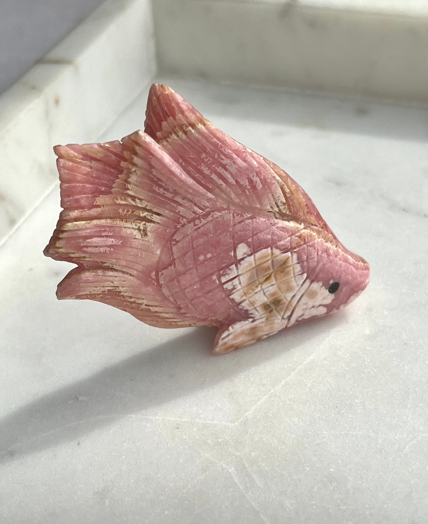 “Bettie” Rhodochrosite Betta Fish Carving