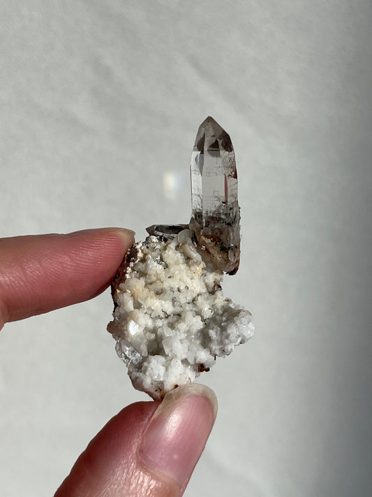 Water Clear Himalayan Quartz on Albite with Siderite #10