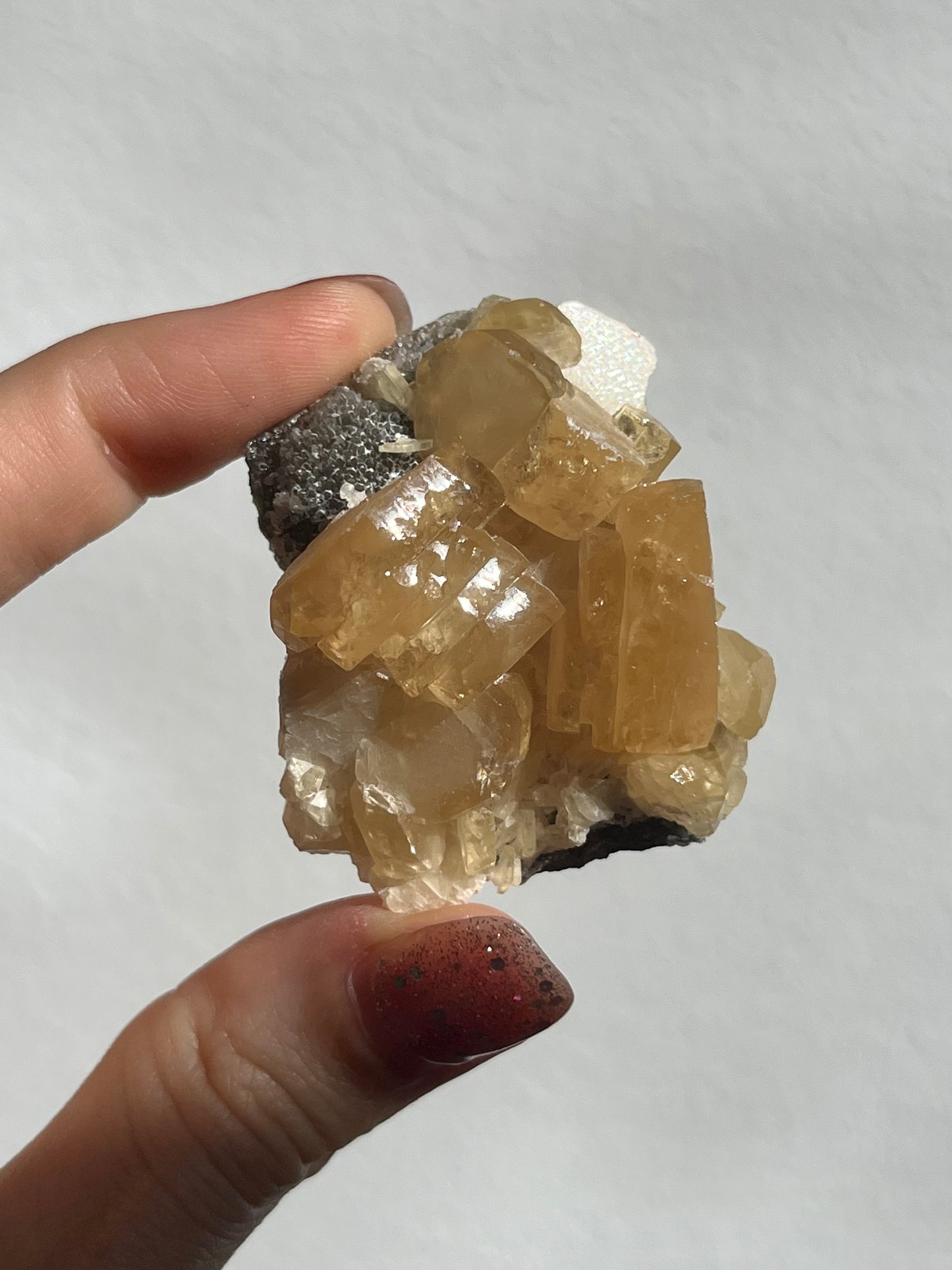 Jiangxi Calcite on Druzy Quartz Coated Matrix (You Choose)