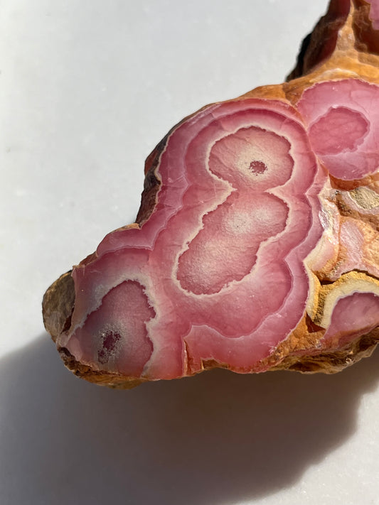 ‘Titania’ Rhodochrosite Freeform with Iron Included Matrix #8