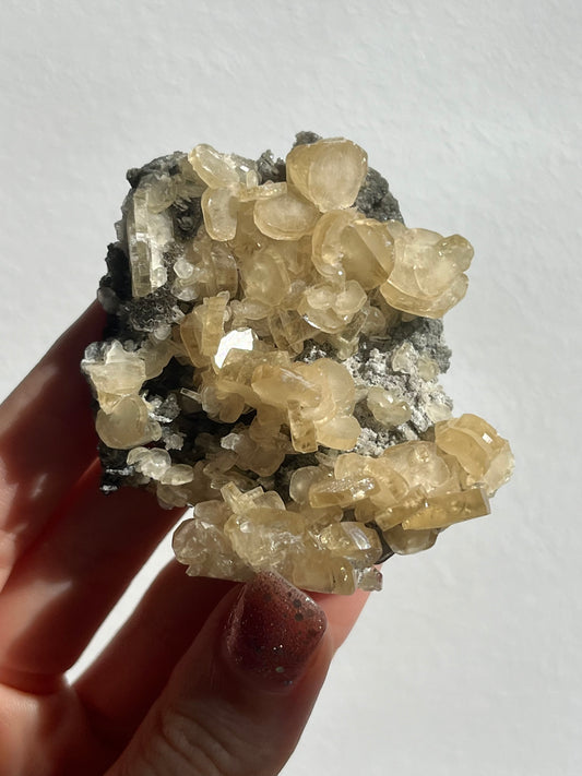 Jiangxi Calcite on Druzy Quartz Coated Matrix (You Choose)
