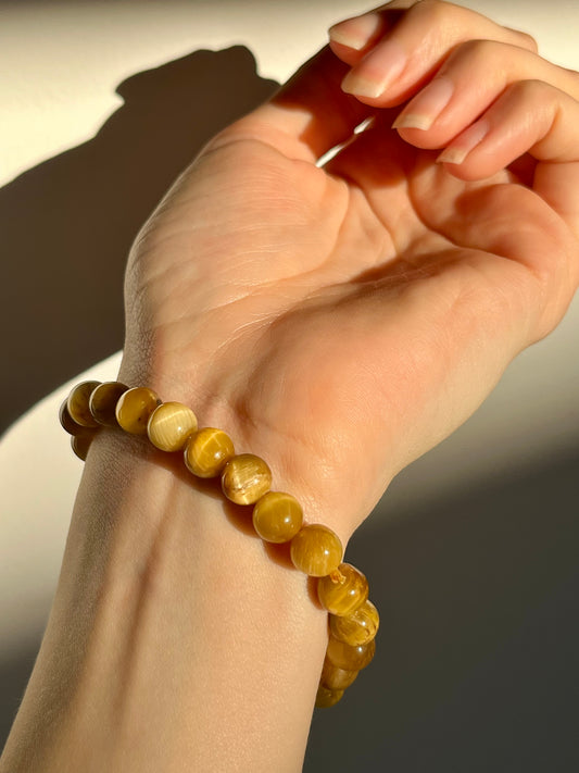 Yellow Cat’s Eye 8mm Bead Bracelet