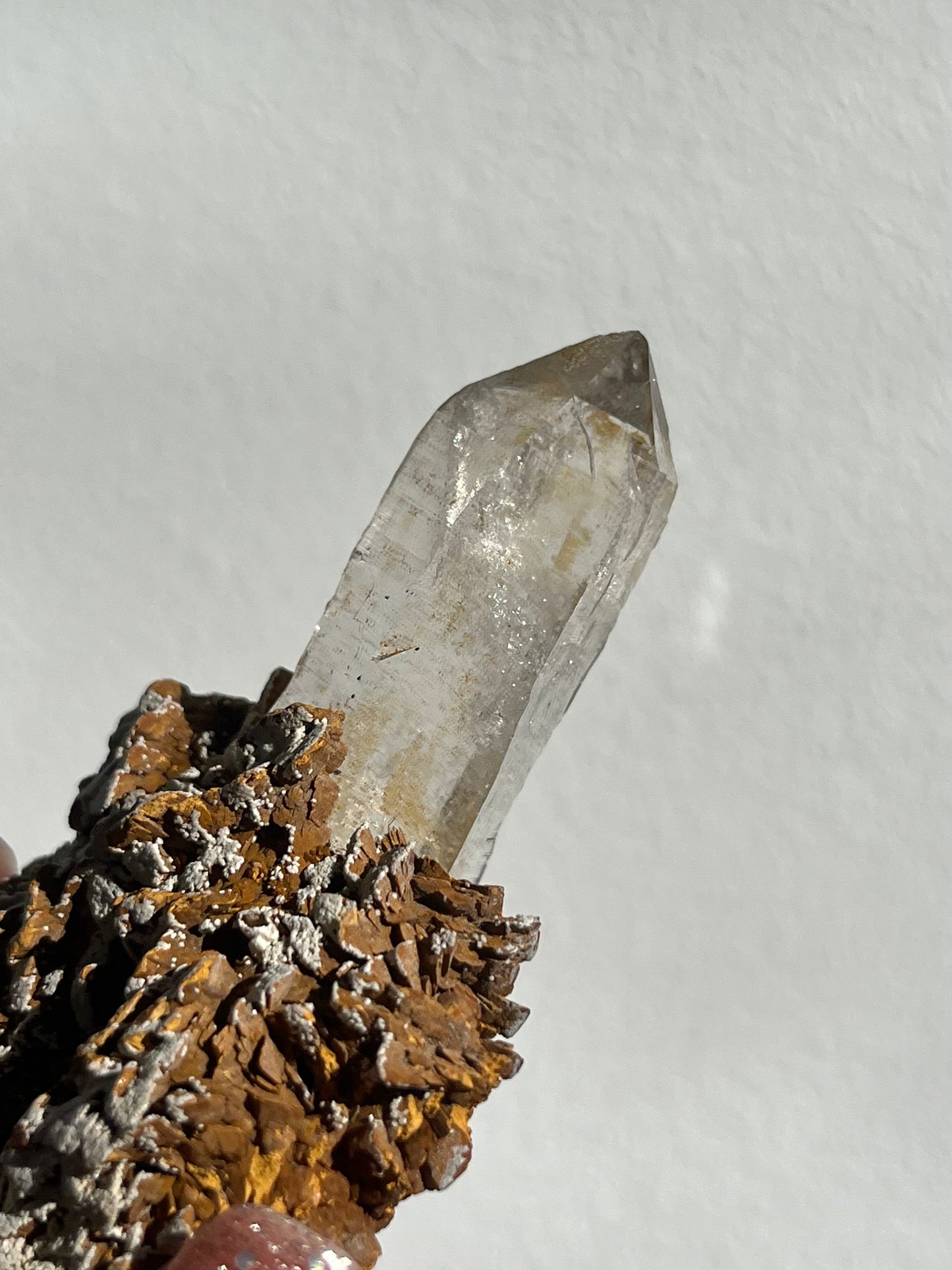 Water Clear Self-Healed Himalayan Smokey Quartz Point in Siderite Rosette #5