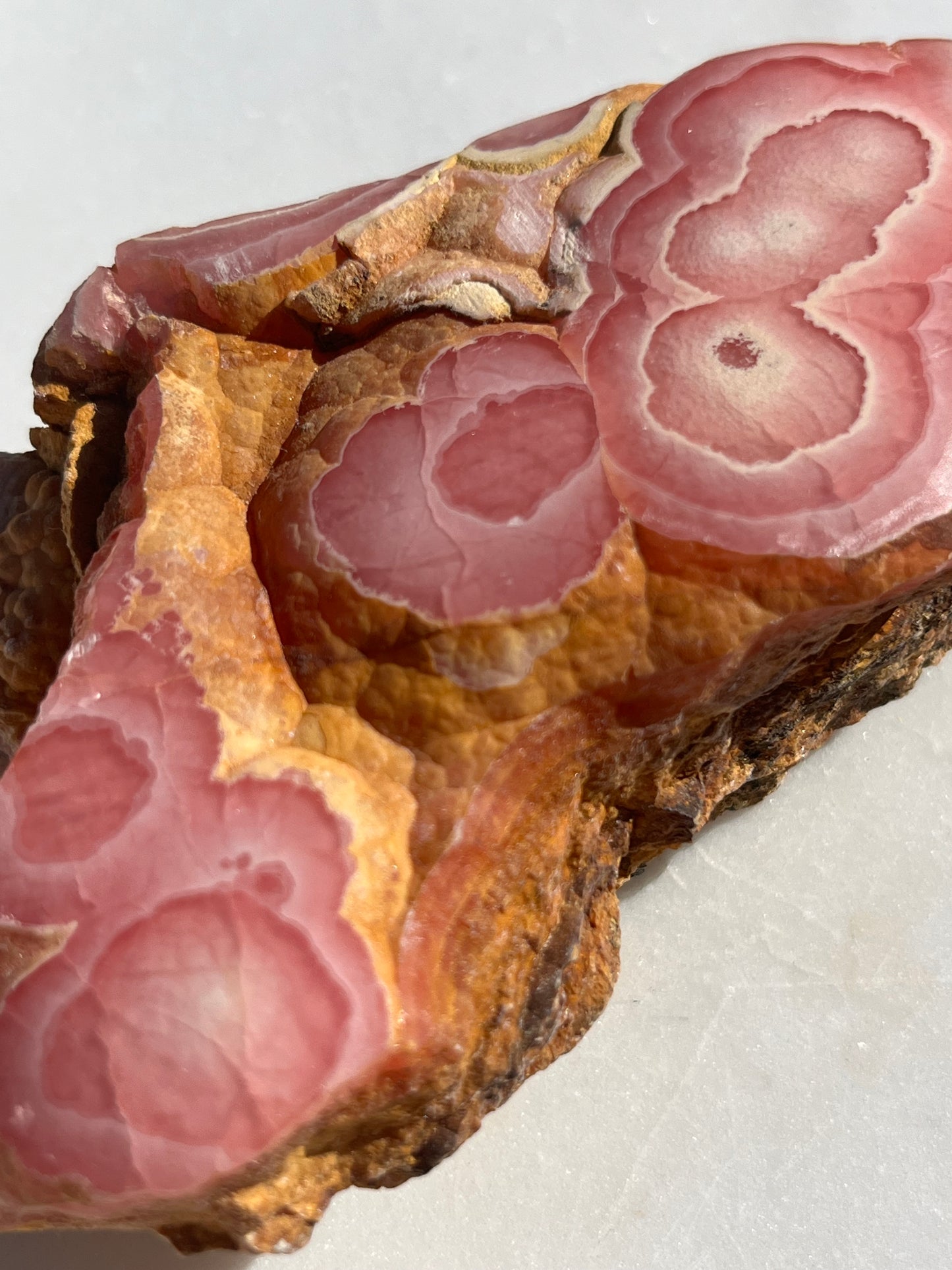 ‘Titania’ Rhodochrosite Freeform with Iron Included Matrix #8