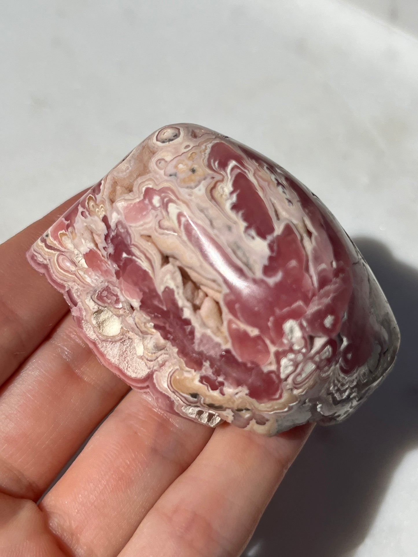 Half Polished Botryoidal Rhodochrosite Freeform