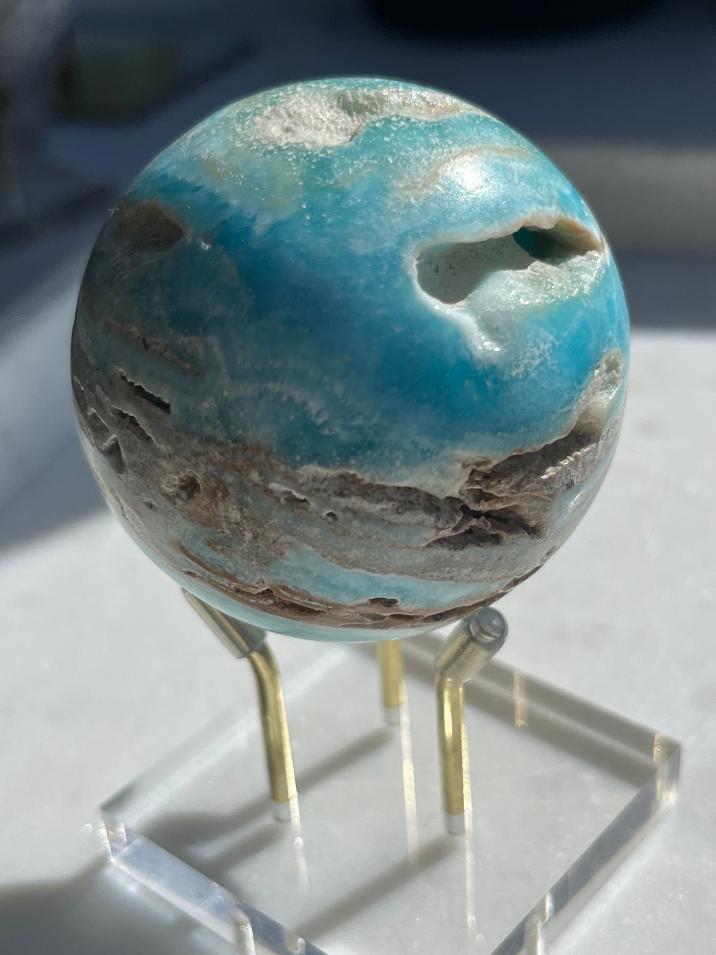 Polished Blue Aragonite Sphere #E