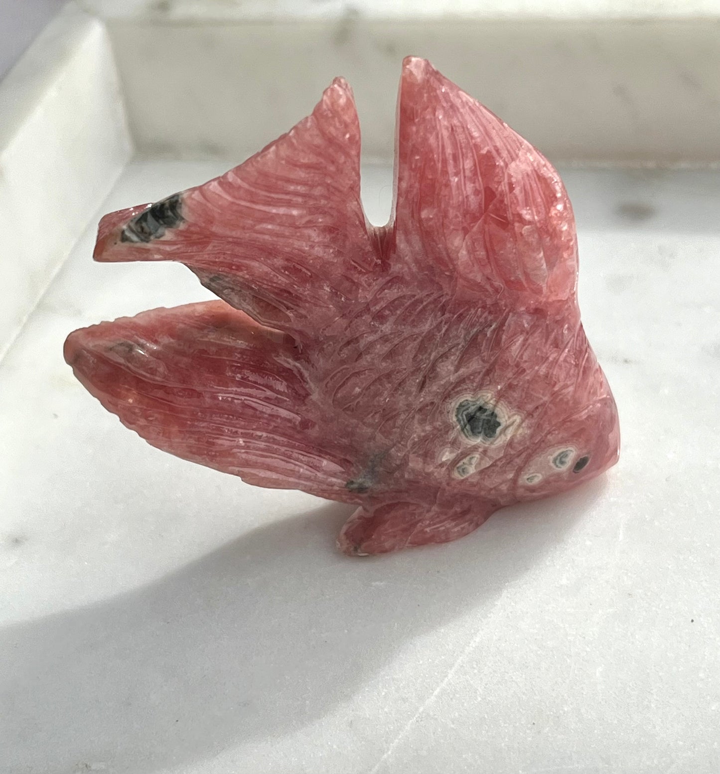 “Doris” Gemmy Rhodochrosite Betta Fish Carving