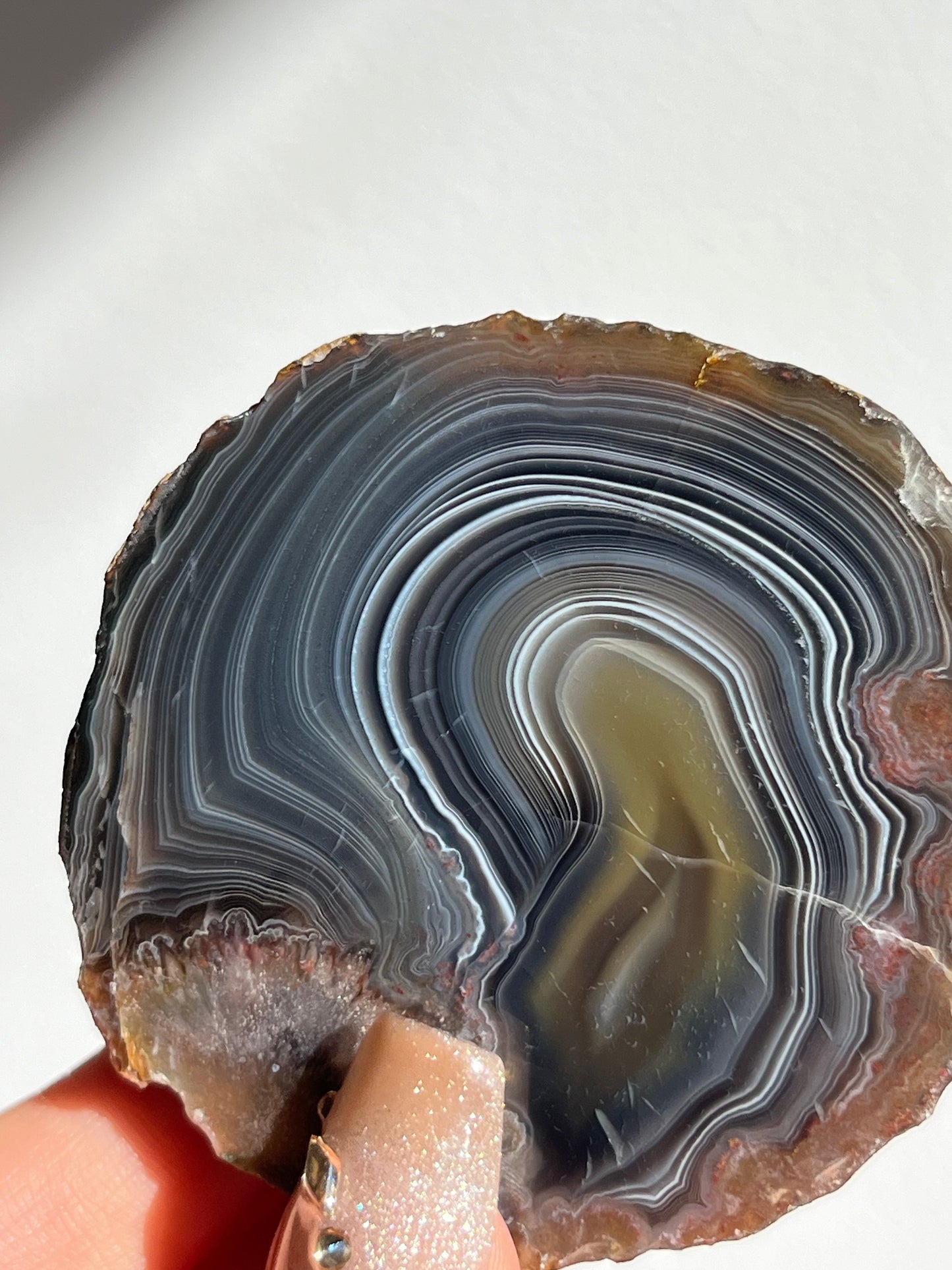 'Shadow Current' Blue-Grey East Indonesian Agate Geode Half with Parallax Effect