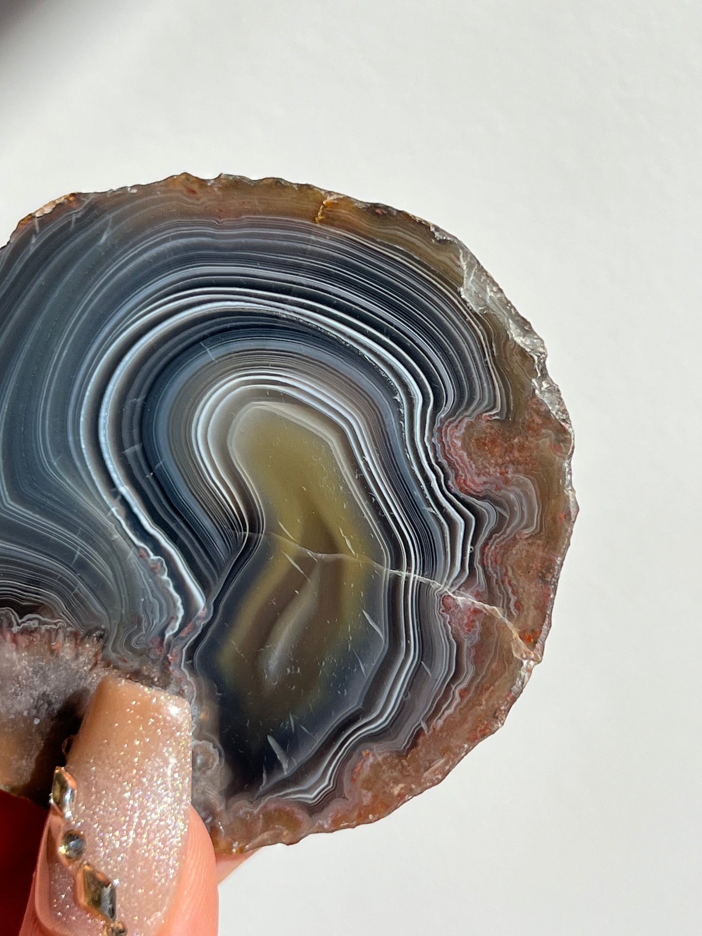 'Shadow Current' Blue-Grey East Indonesian Agate Geode Half with Parallax Effect