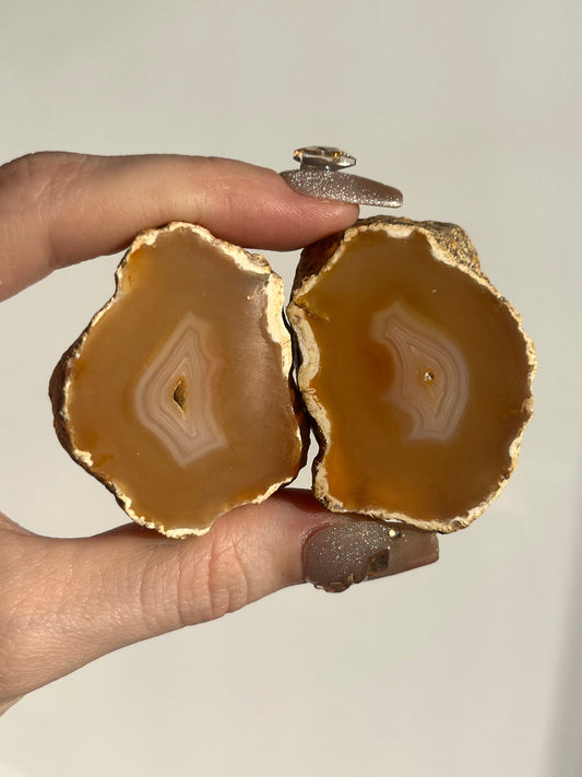 'Royal Jelly' West Indonesian Natural Carnelian Agate Pair G