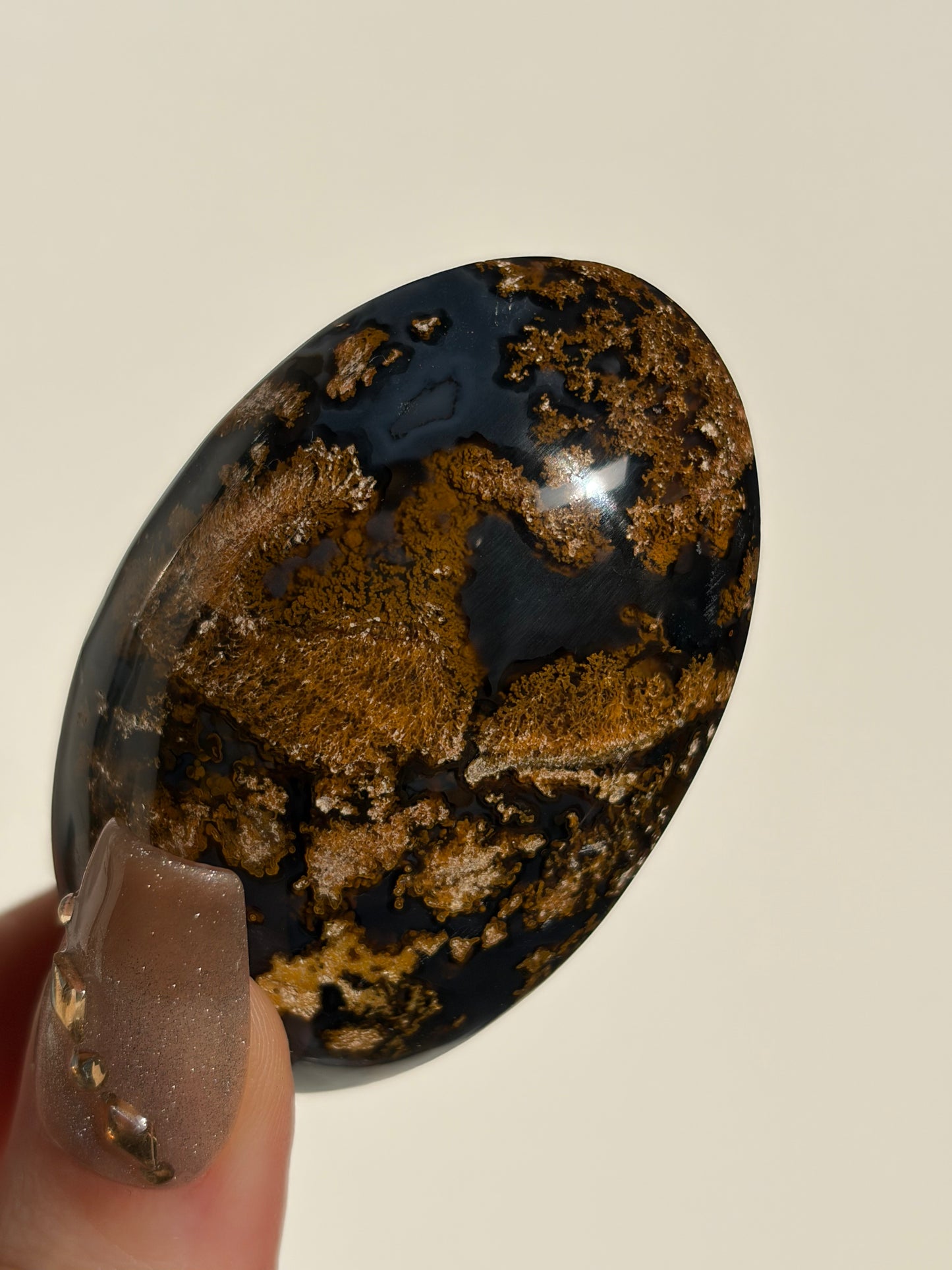 "Reverie" Blue-Purple East Indonesian Agate with Golden Moss Palmstone