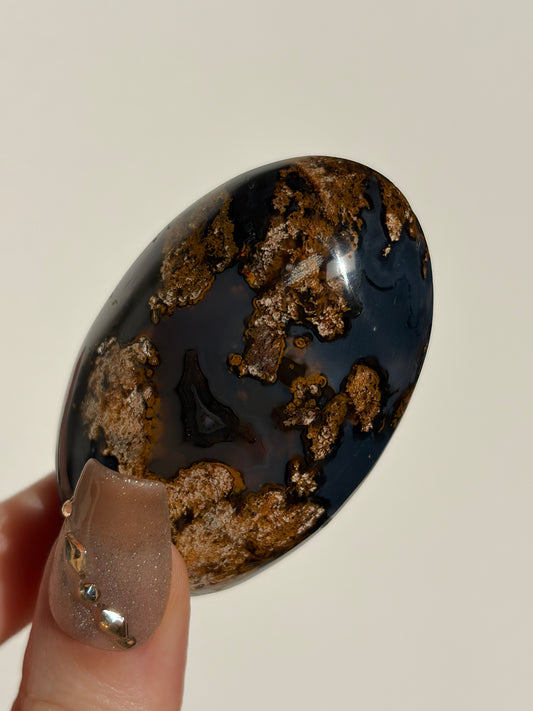 "Reverie" Blue-Purple East Indonesian Agate with Golden Moss Palmstone