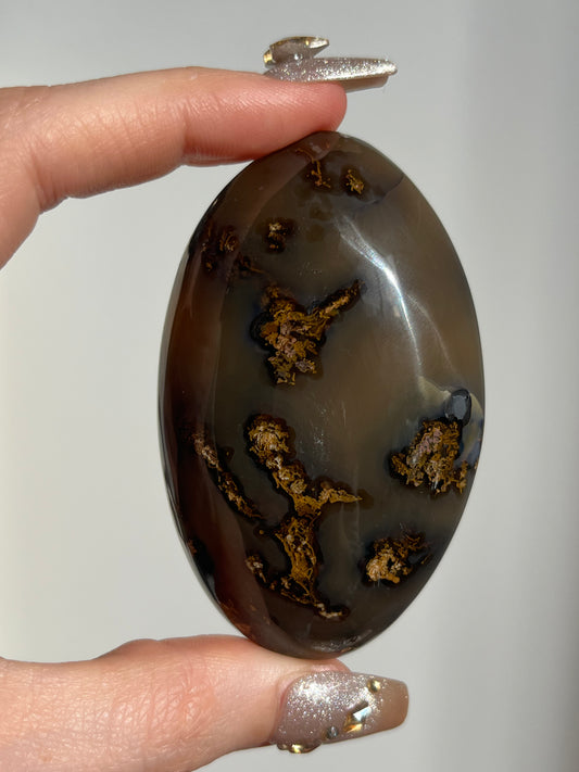 East Indonesian Agate with Golden Moss Palmstone B