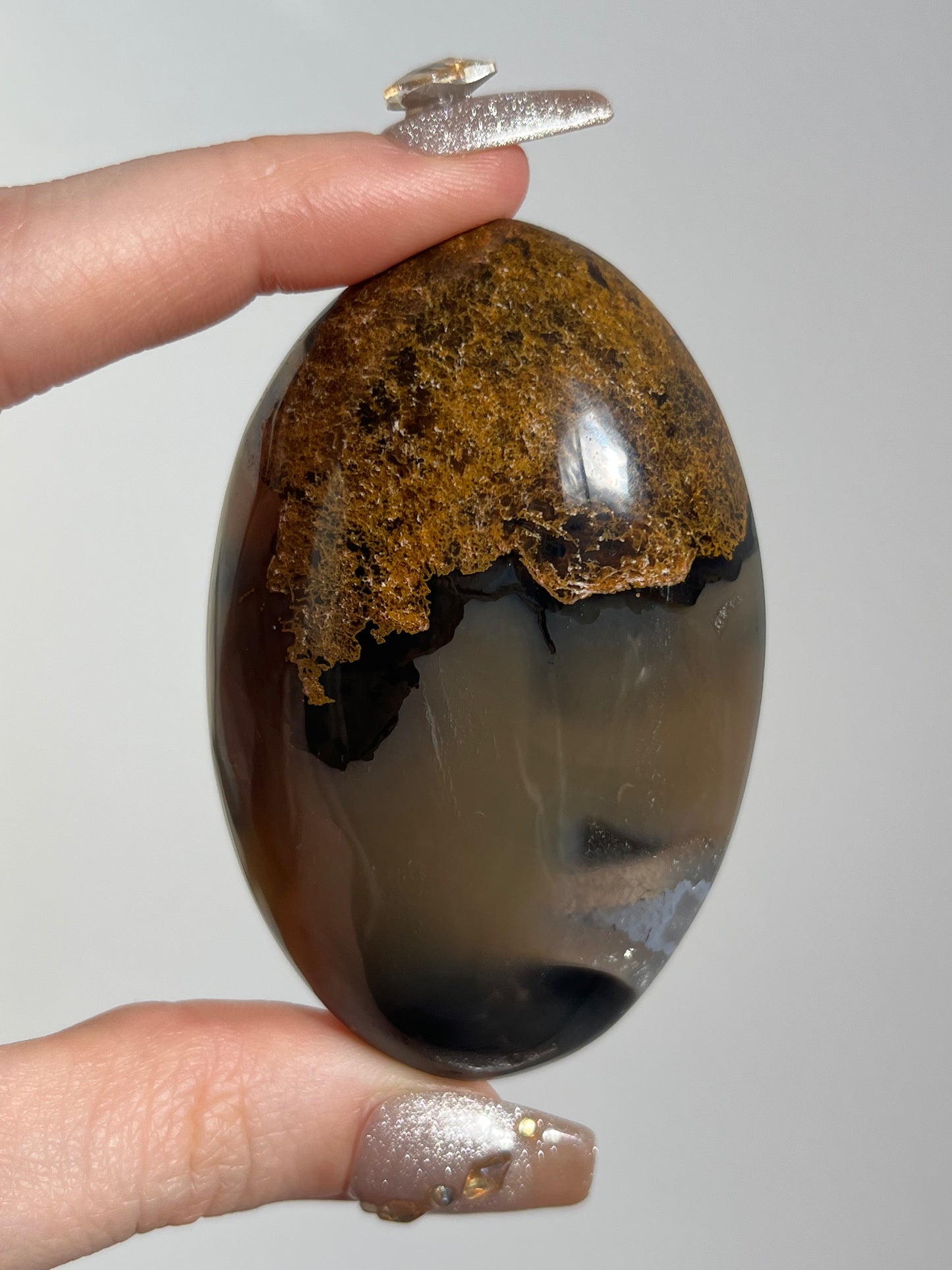 East Indonesian Agate with Golden Moss Palmstone D