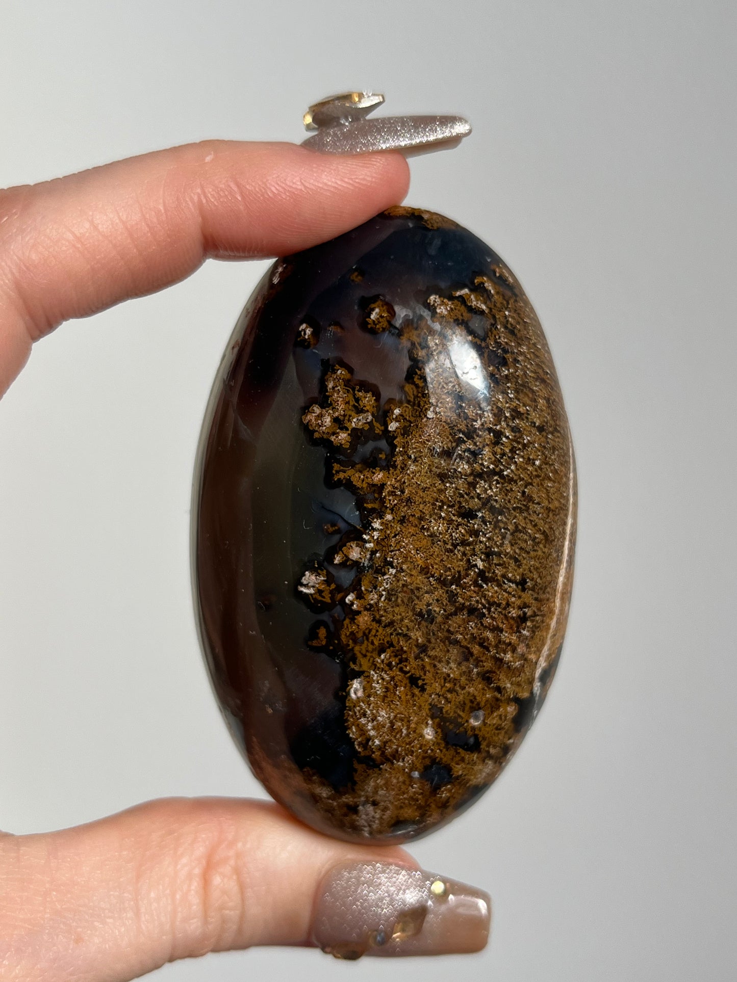 East Indonesian Agate with Golden Moss Palmstone E