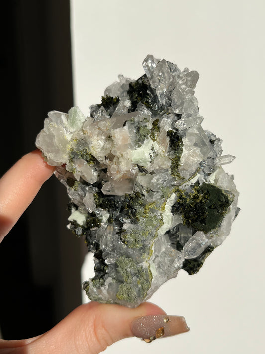 ‘Mist Peak’ Epidote Quartz and Prehnite Specimen A