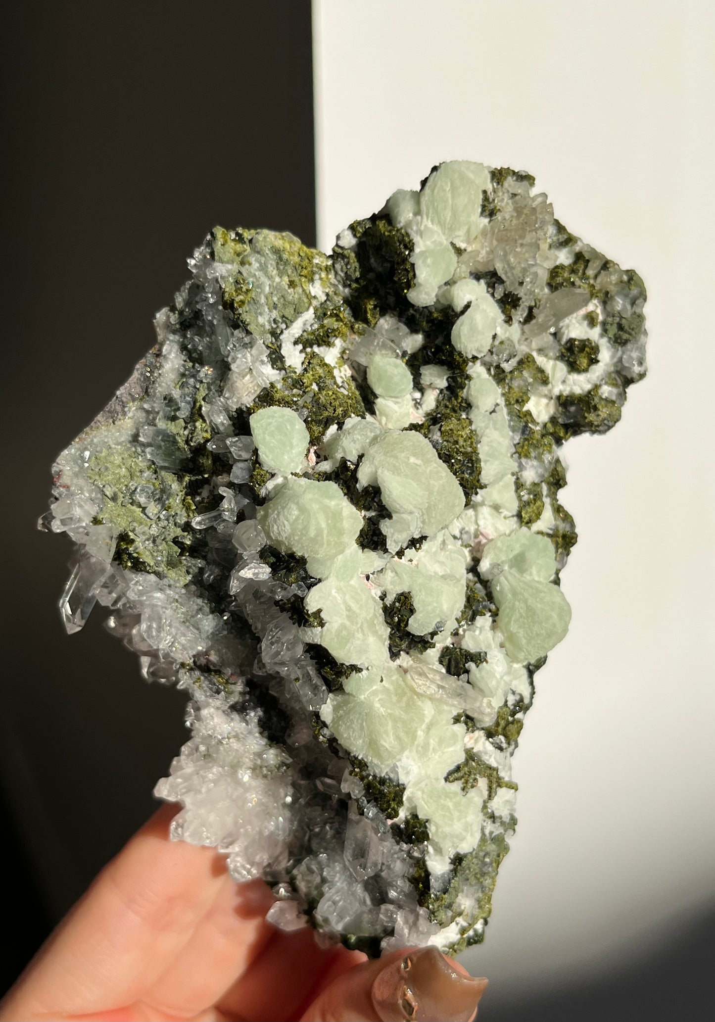 ‘Veil of Celadon’ Epidote Quartz and Prehnite Specimen F
