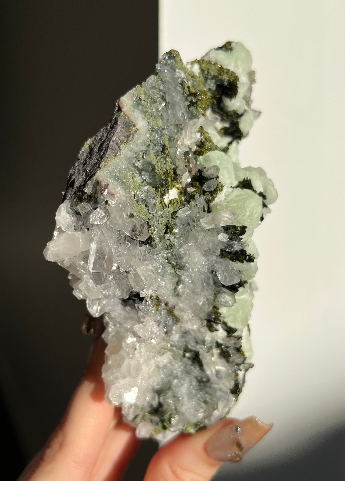 ‘Veil of Celadon’ Epidote Quartz and Prehnite Specimen F