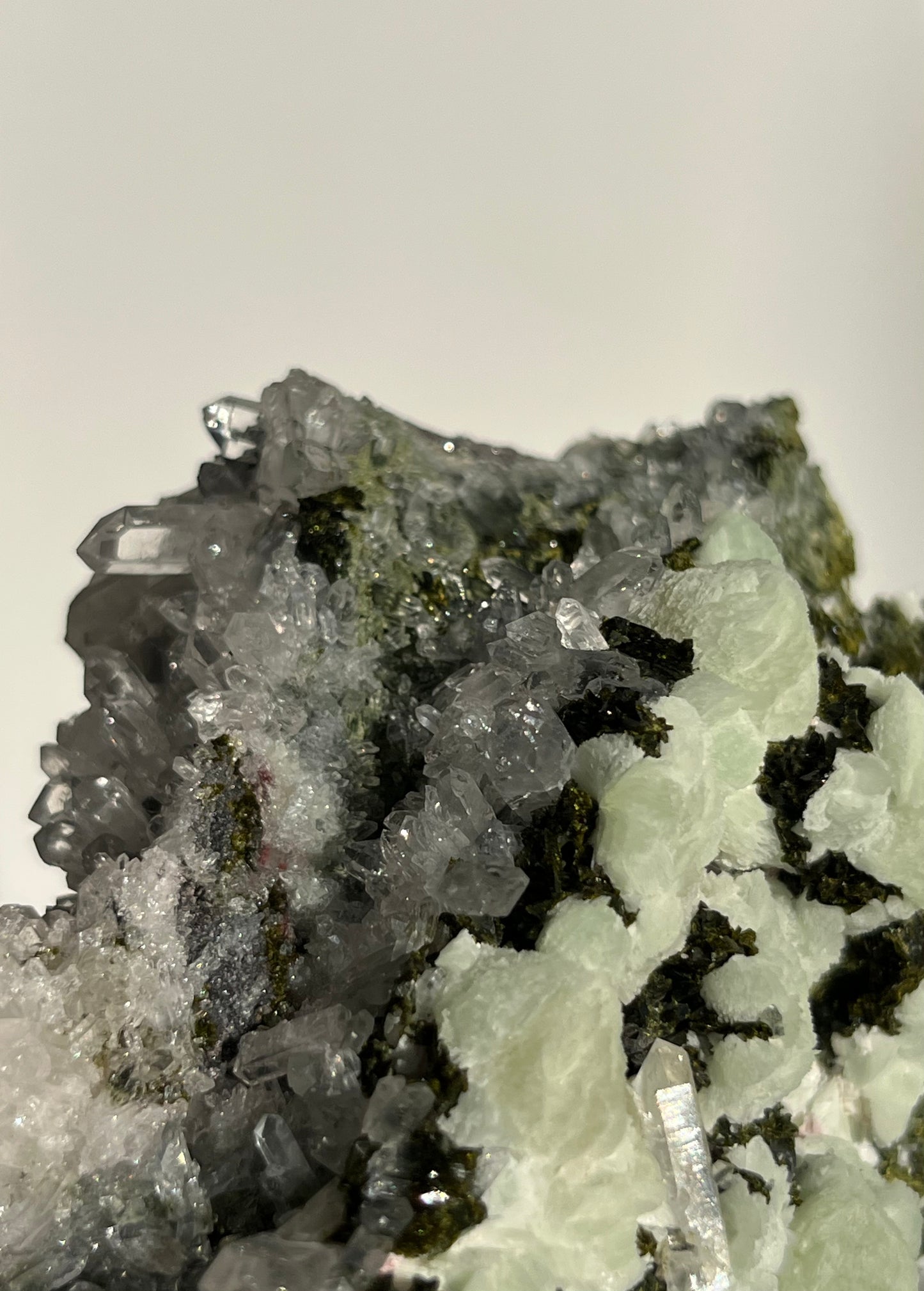 ‘Veil of Celadon’ Epidote Quartz and Prehnite Specimen F