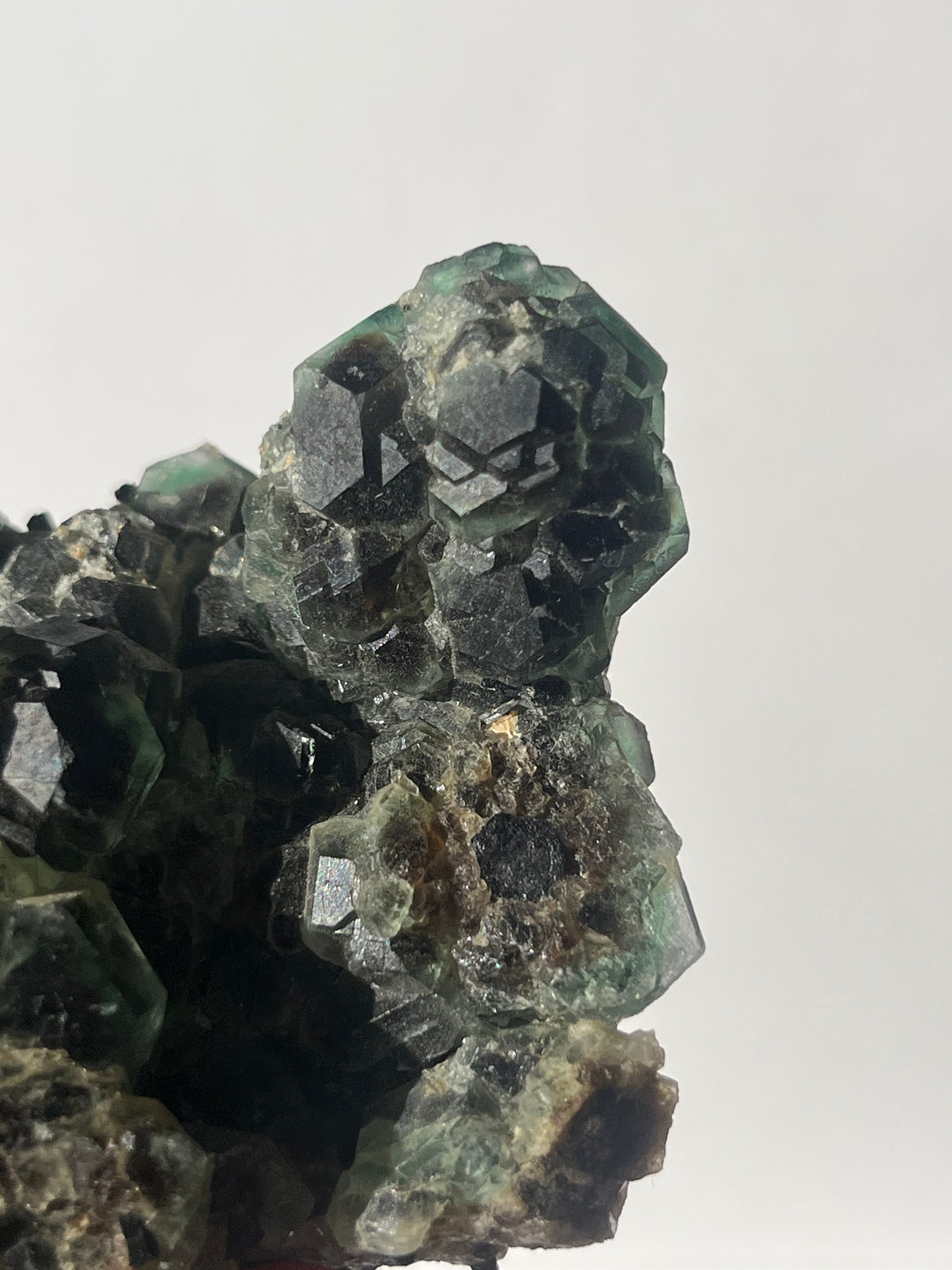 Green Erongo Fluorite with, Black Tourmaline & UV Reactive Hyalite Opal Specimen