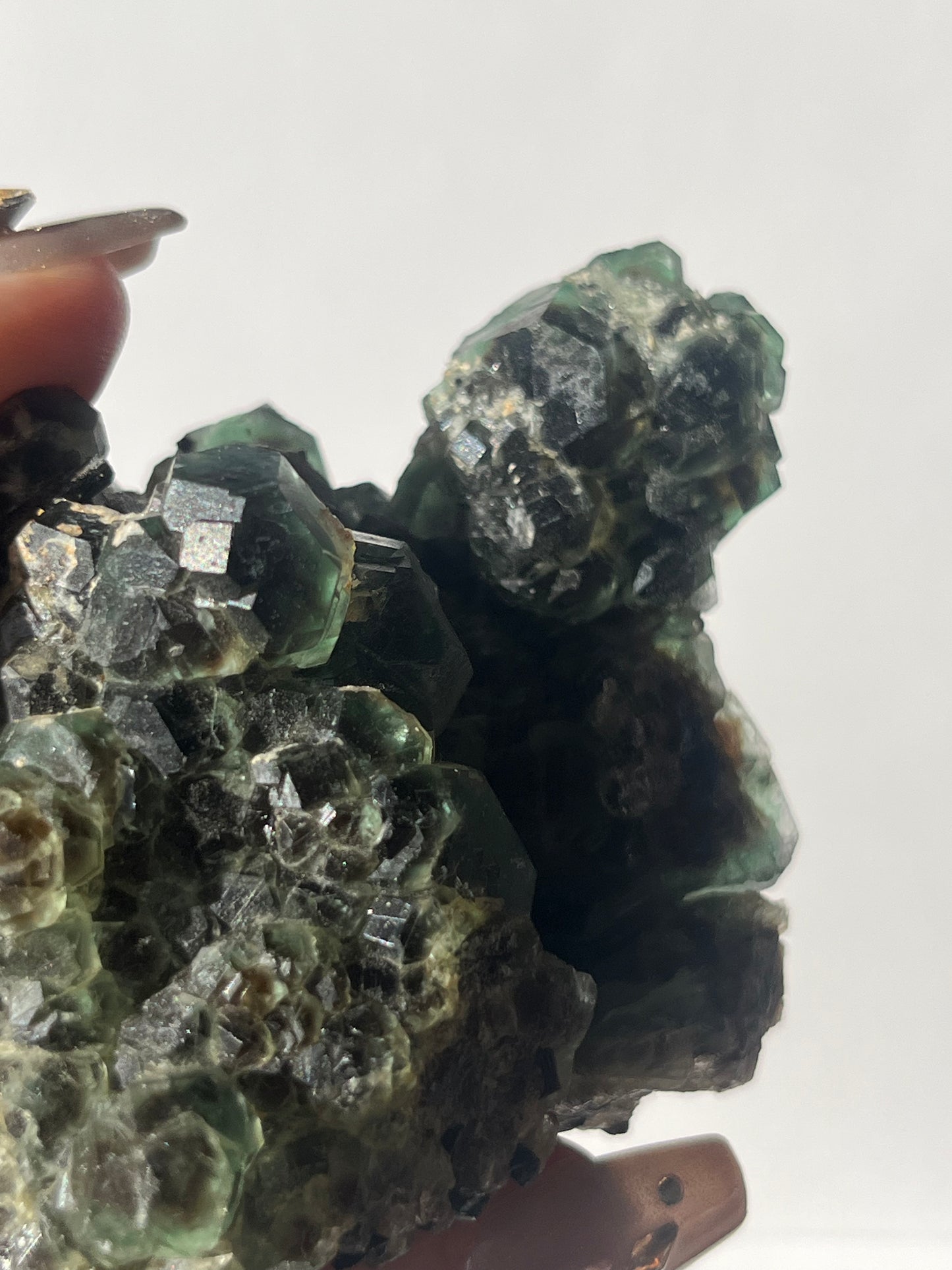 Green Erongo Fluorite with, Black Tourmaline & UV Reactive Hyalite Opal Specimen