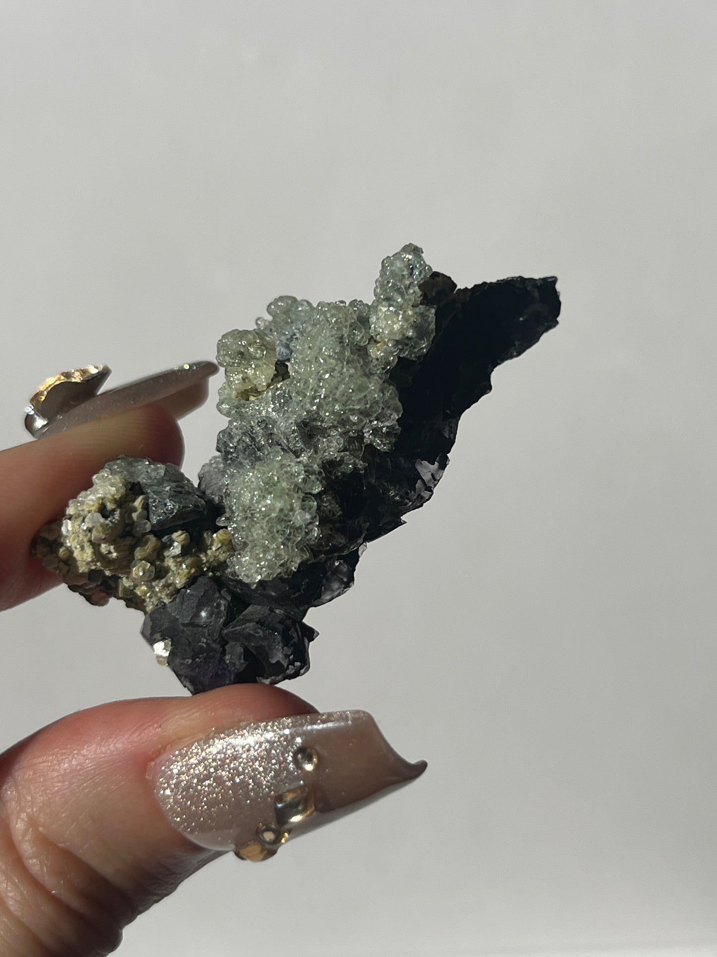 Purple Erongo Fluorite with Muscovite and UV Reactive Hyalite Opal Specimen