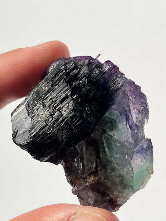 Purple Green Erongo Fluorite with Tourmaline Specimen A
