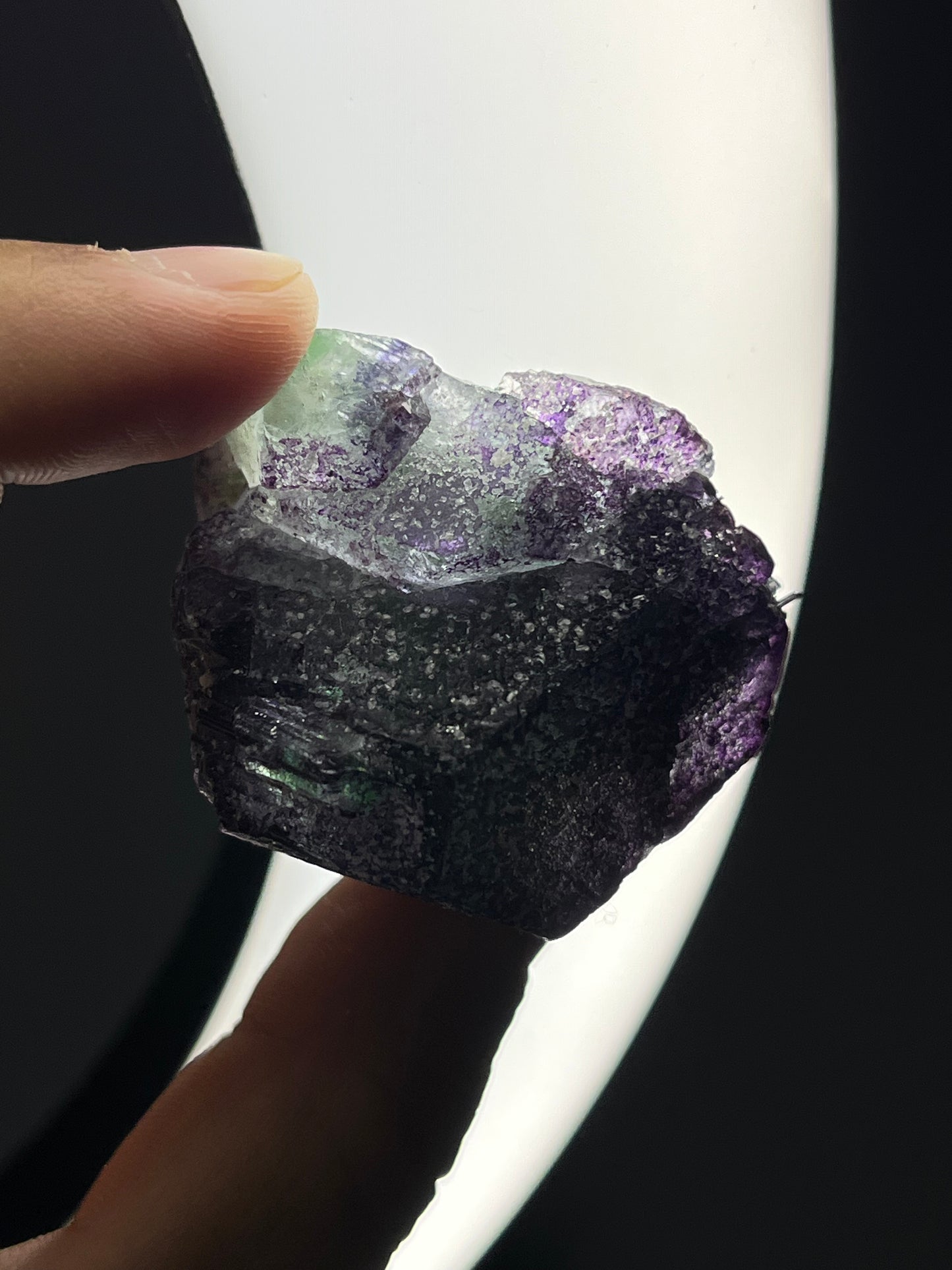 Purple Green Erongo Fluorite with Tourmaline Specimen A