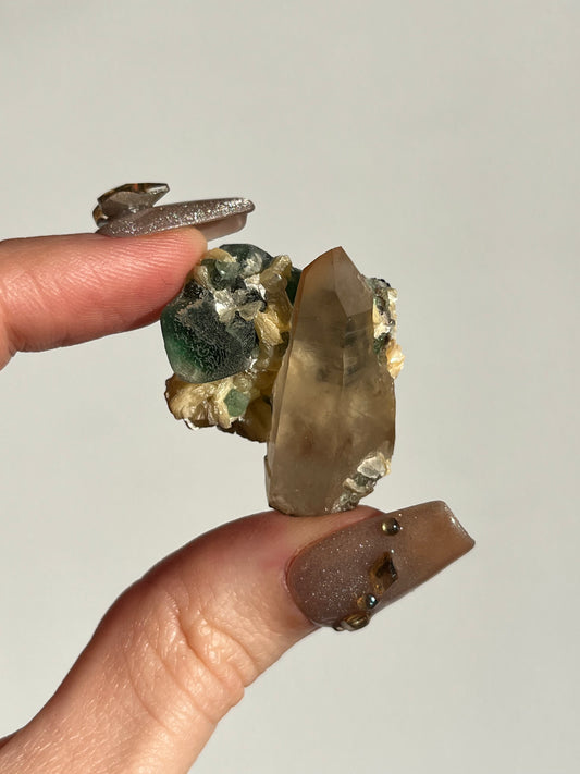 Erongo Fluorite with Smokey Quartz and Muscovite Specimen B