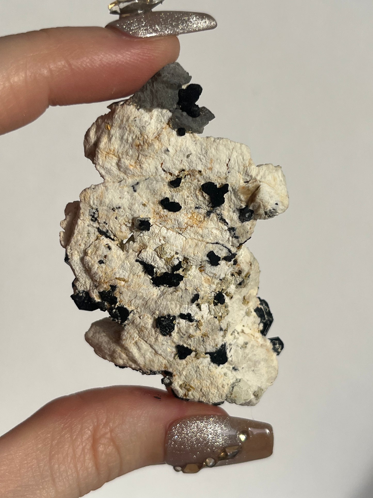 Natural Smokey Quartz with Schorl Tourmaline on Feldspar Specimen D