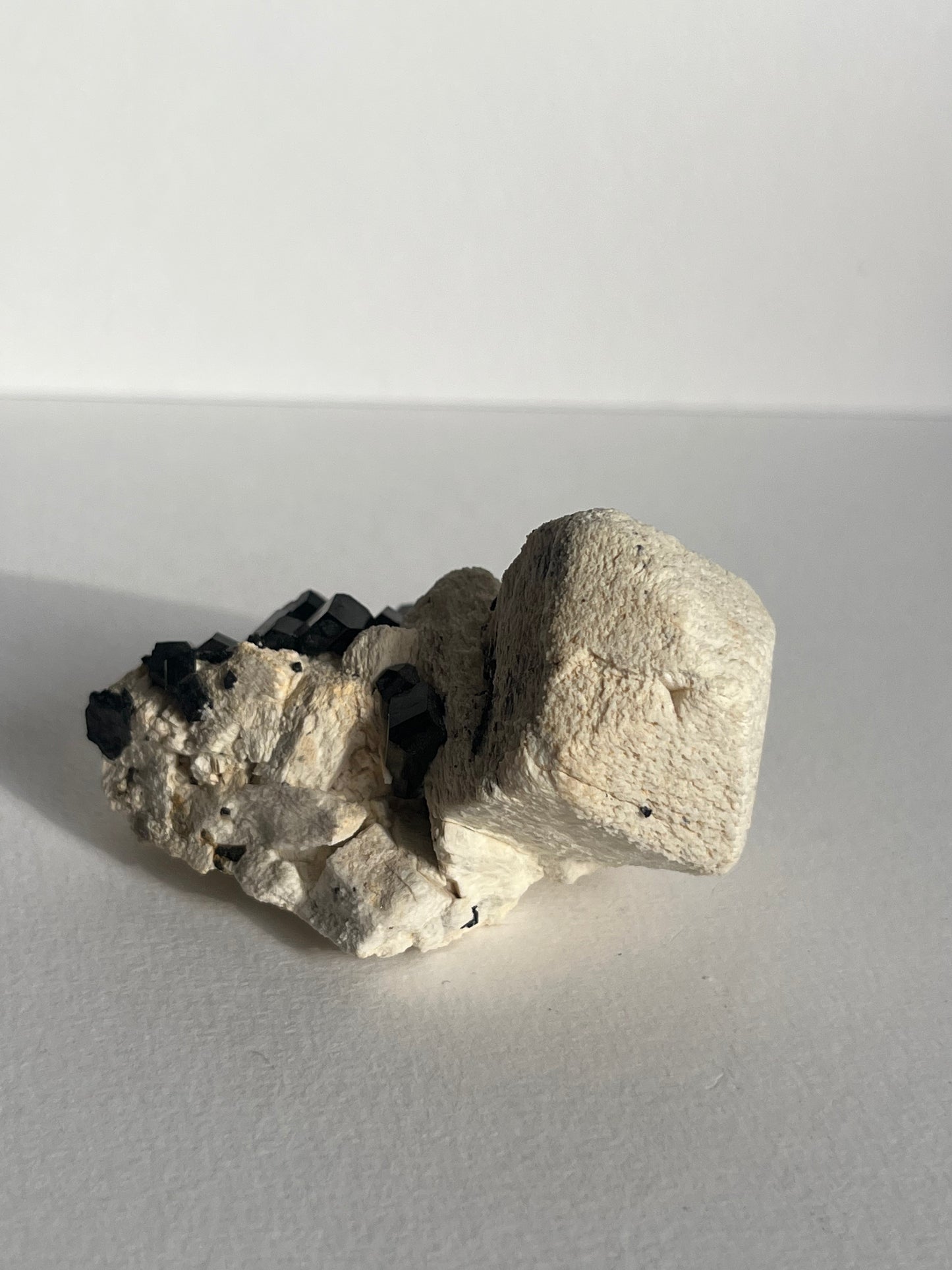 Natural Smokey Quartz with Schorl Tourmaline on Feldspar Specimen E