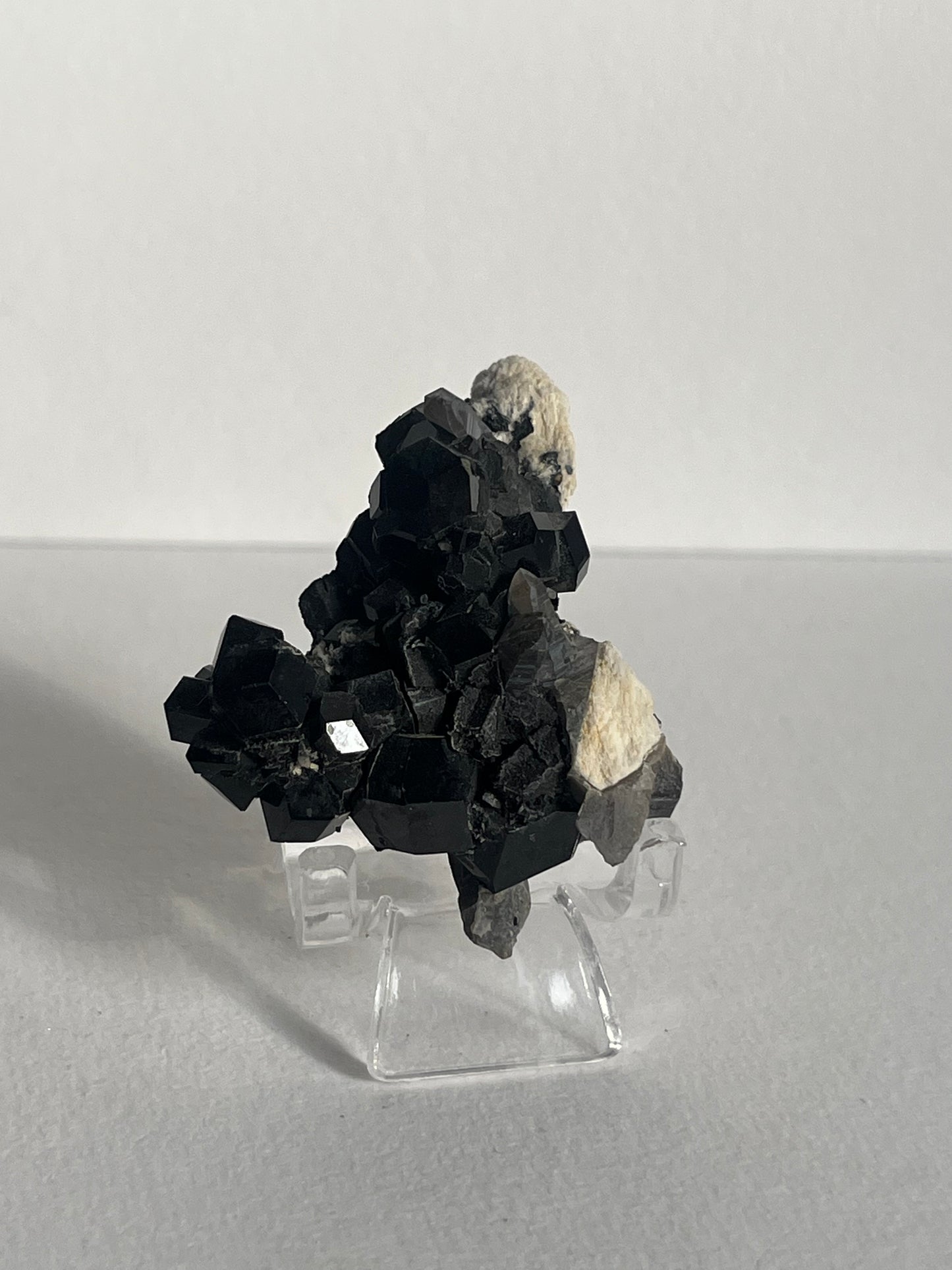 Natural Smokey Quartz with Schorl Tourmaline on Feldspar Specimen F
