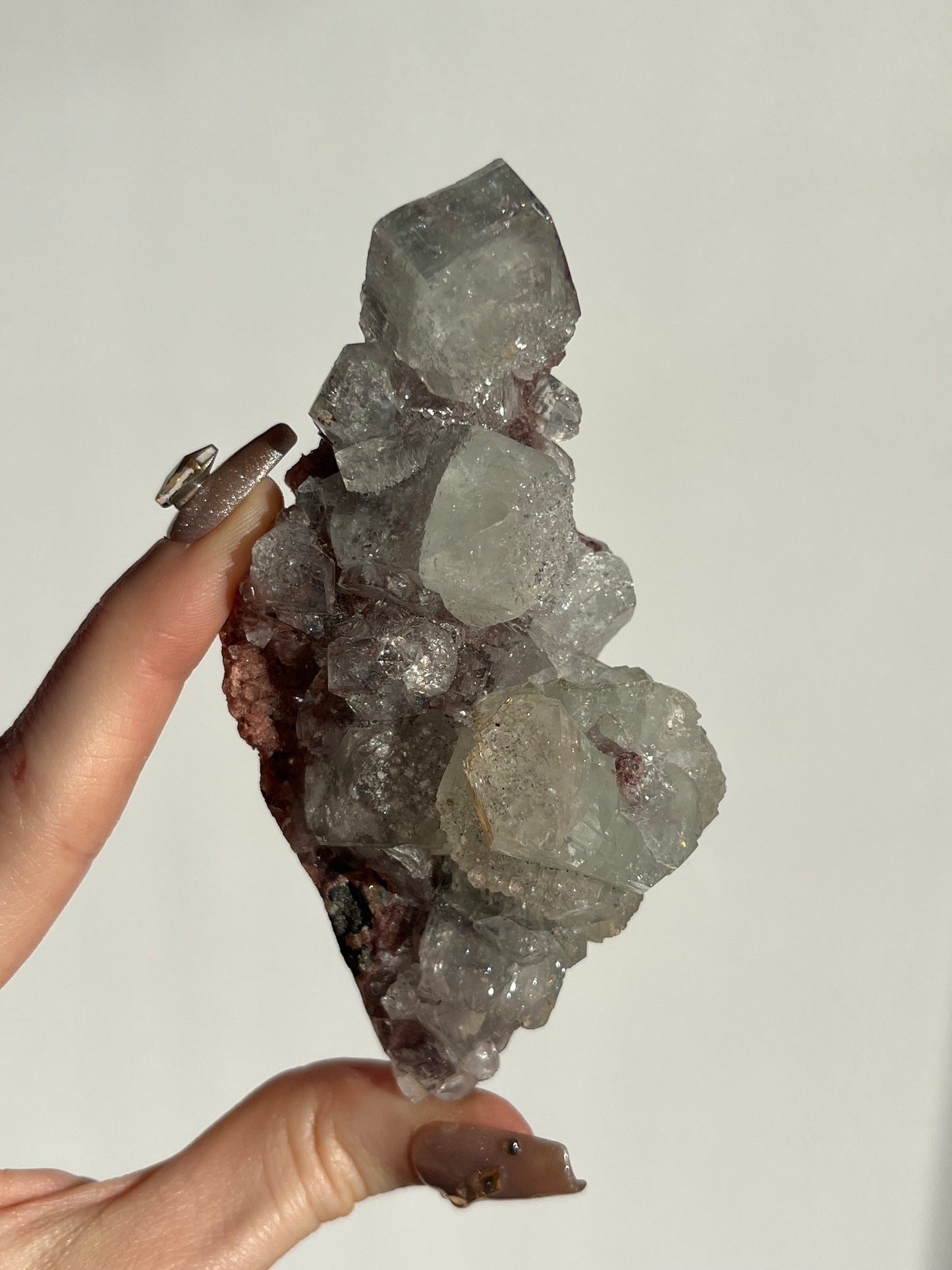 Etched Apophyllite on Red Heulandite Specimen A
