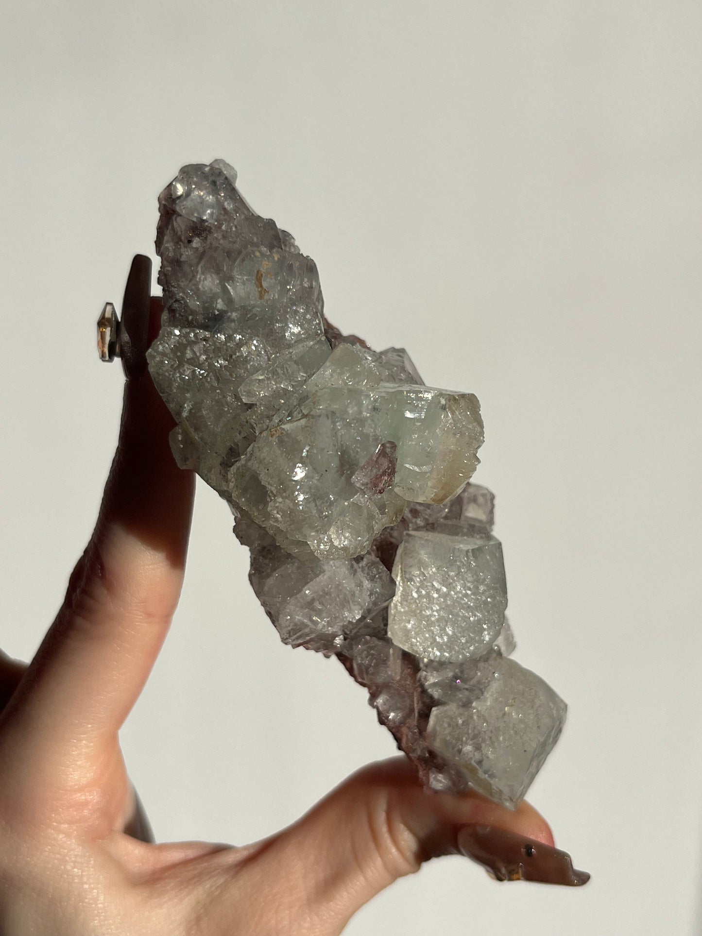 Etched Apophyllite on Red Heulandite Specimen A