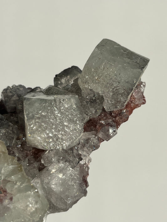 Etched Apophyllite on Red Heulandite Specimen A