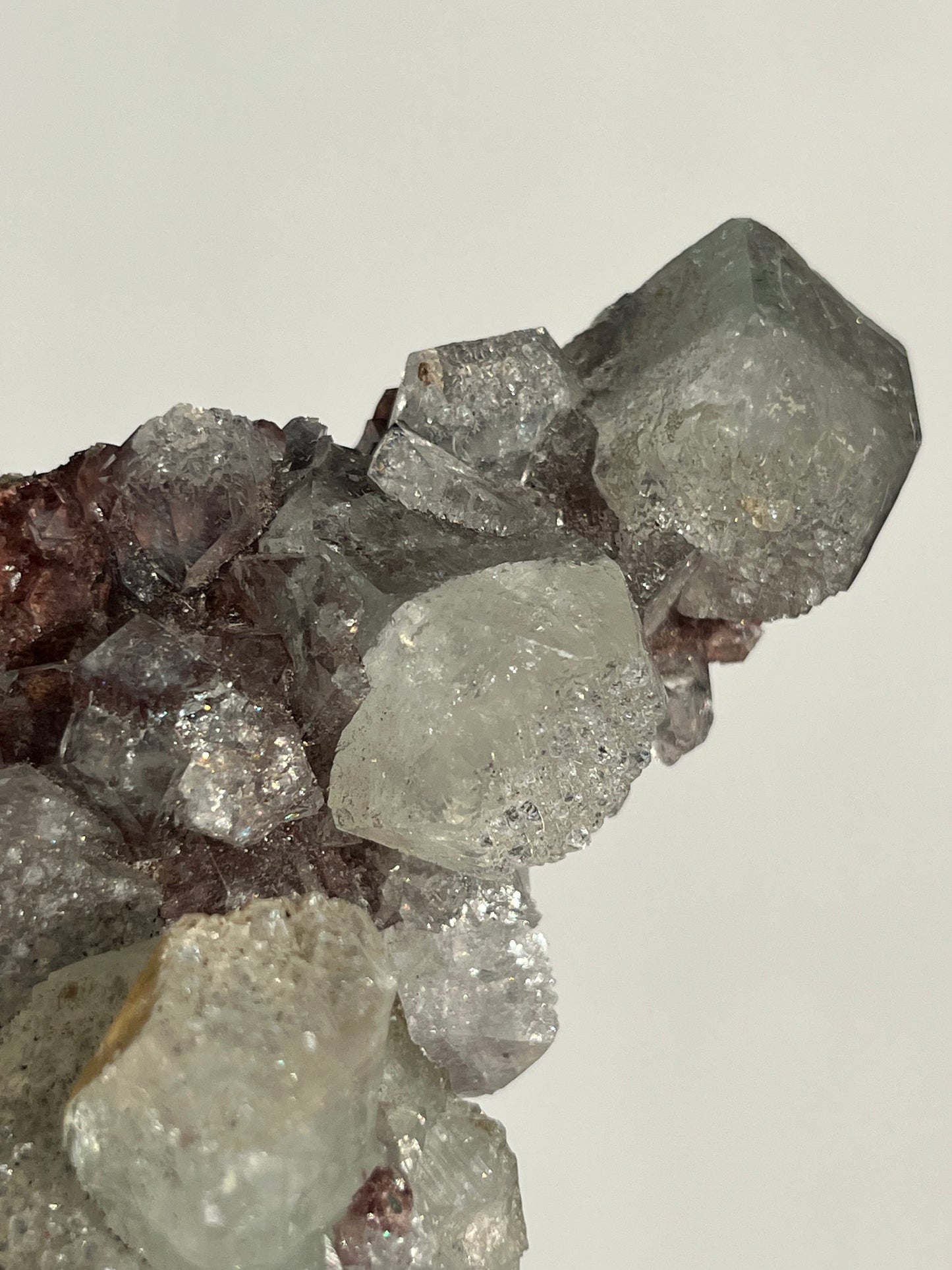 Etched Apophyllite on Red Heulandite Specimen A