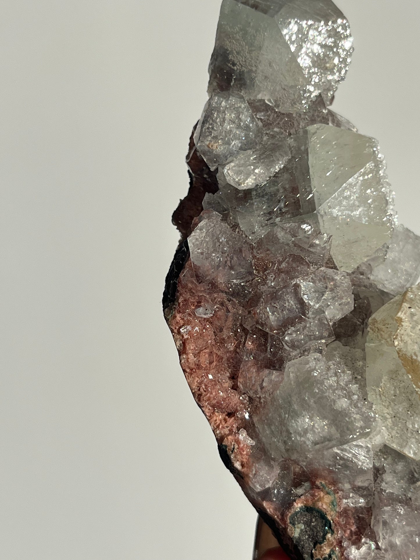 Etched Apophyllite on Red Heulandite Specimen A