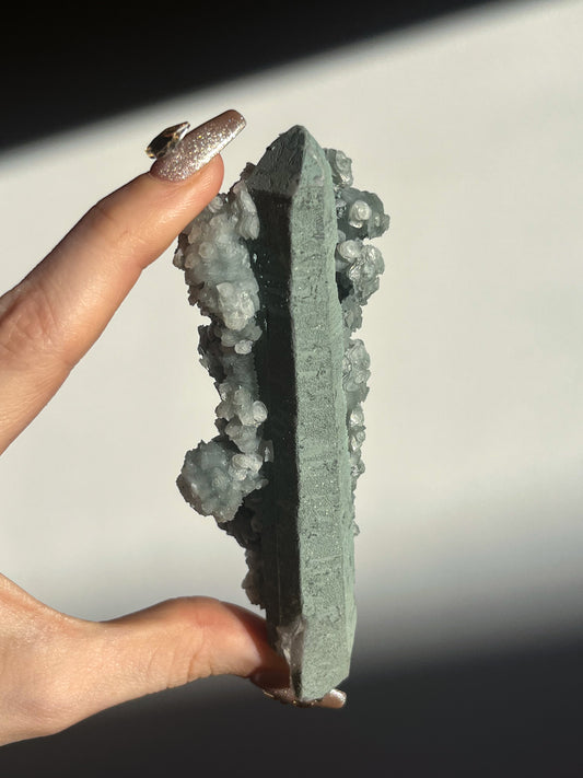 Euci Quartz with Coin Petal Calcite Specimen J