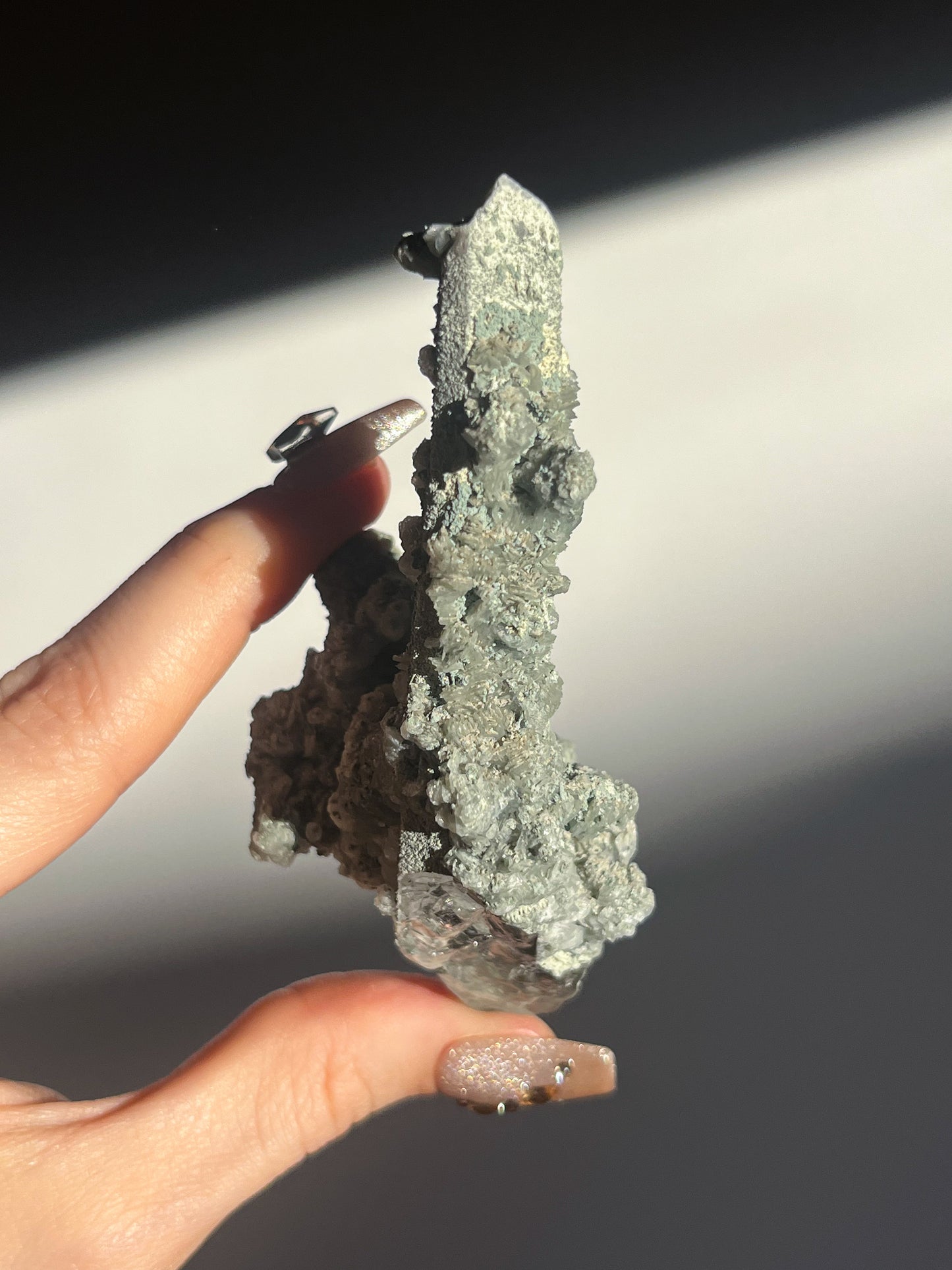 Euci Quartz with Coin Petal Calcite Specimen O