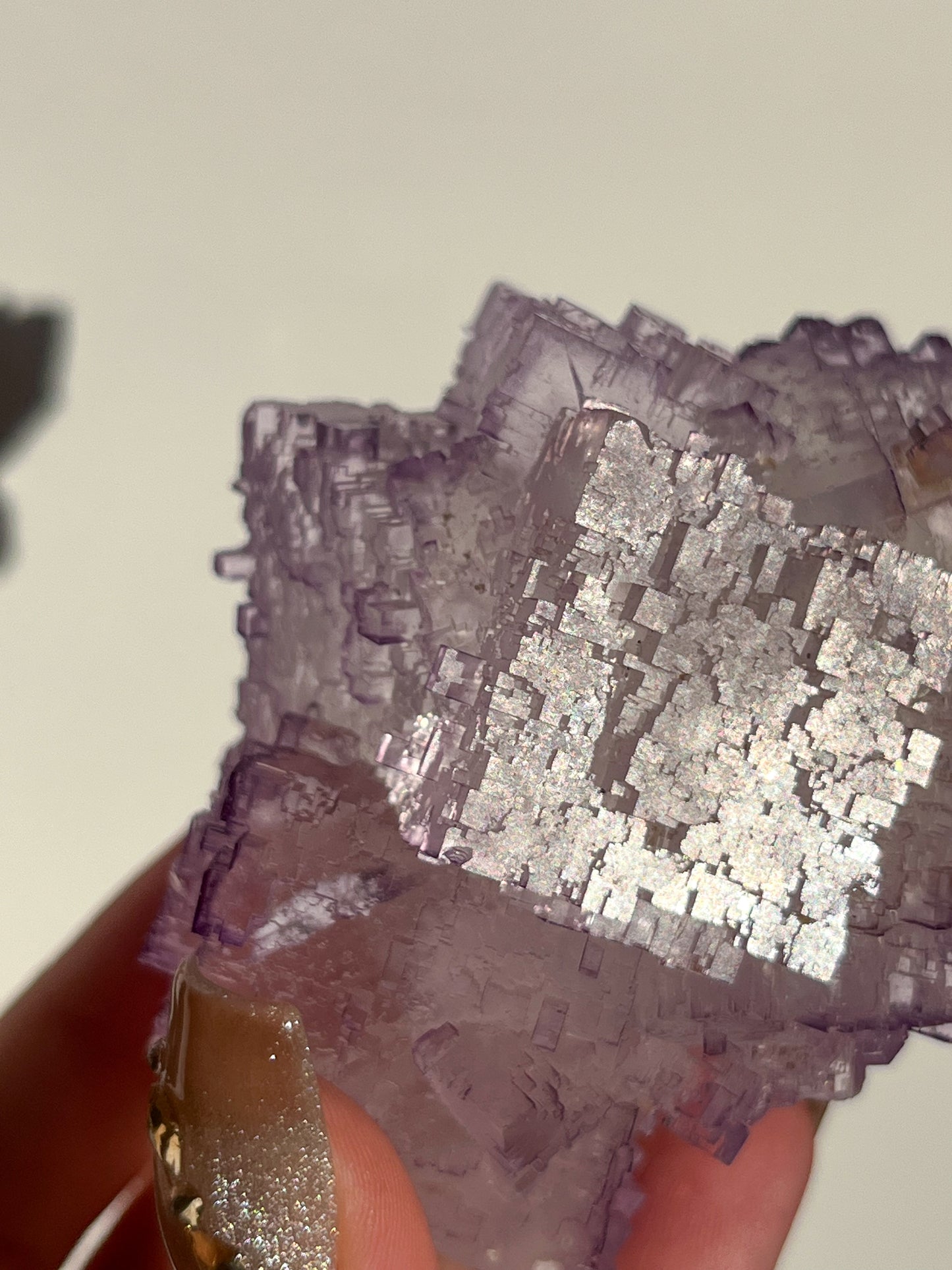 Stepped Purple Fluorite with Calcite