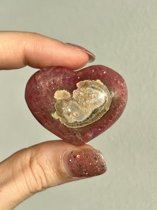 “Reborn” Gemmy Rhodochrosite Heart Carving