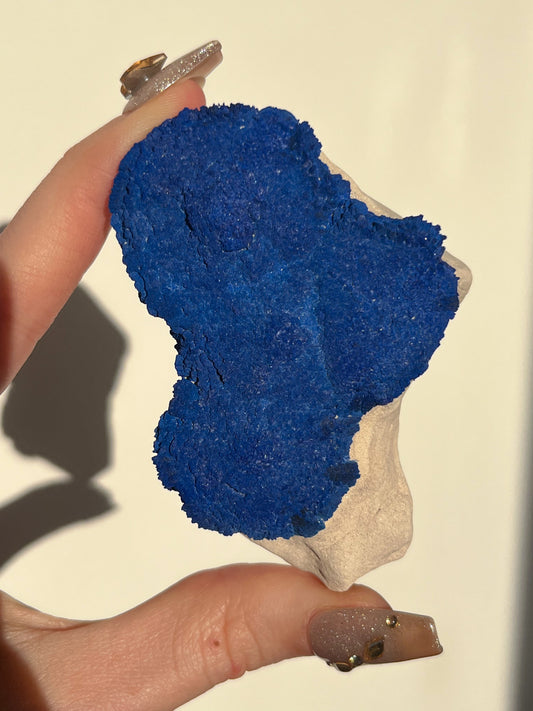 Azurite Sun Specimen on Clay #1