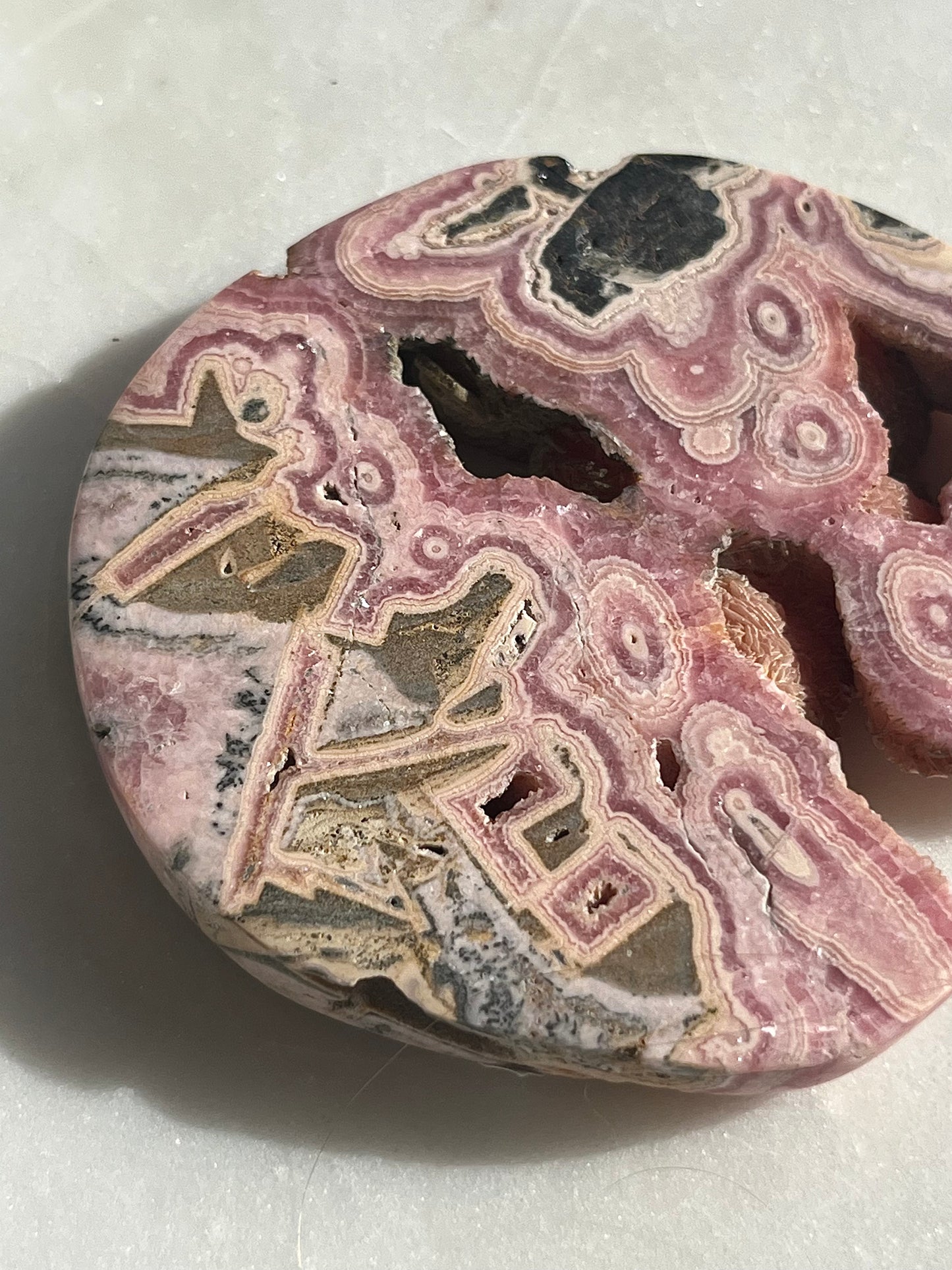 One-of-a-kind Rare Old Stock Rhodochrosite Stalactite Coaster