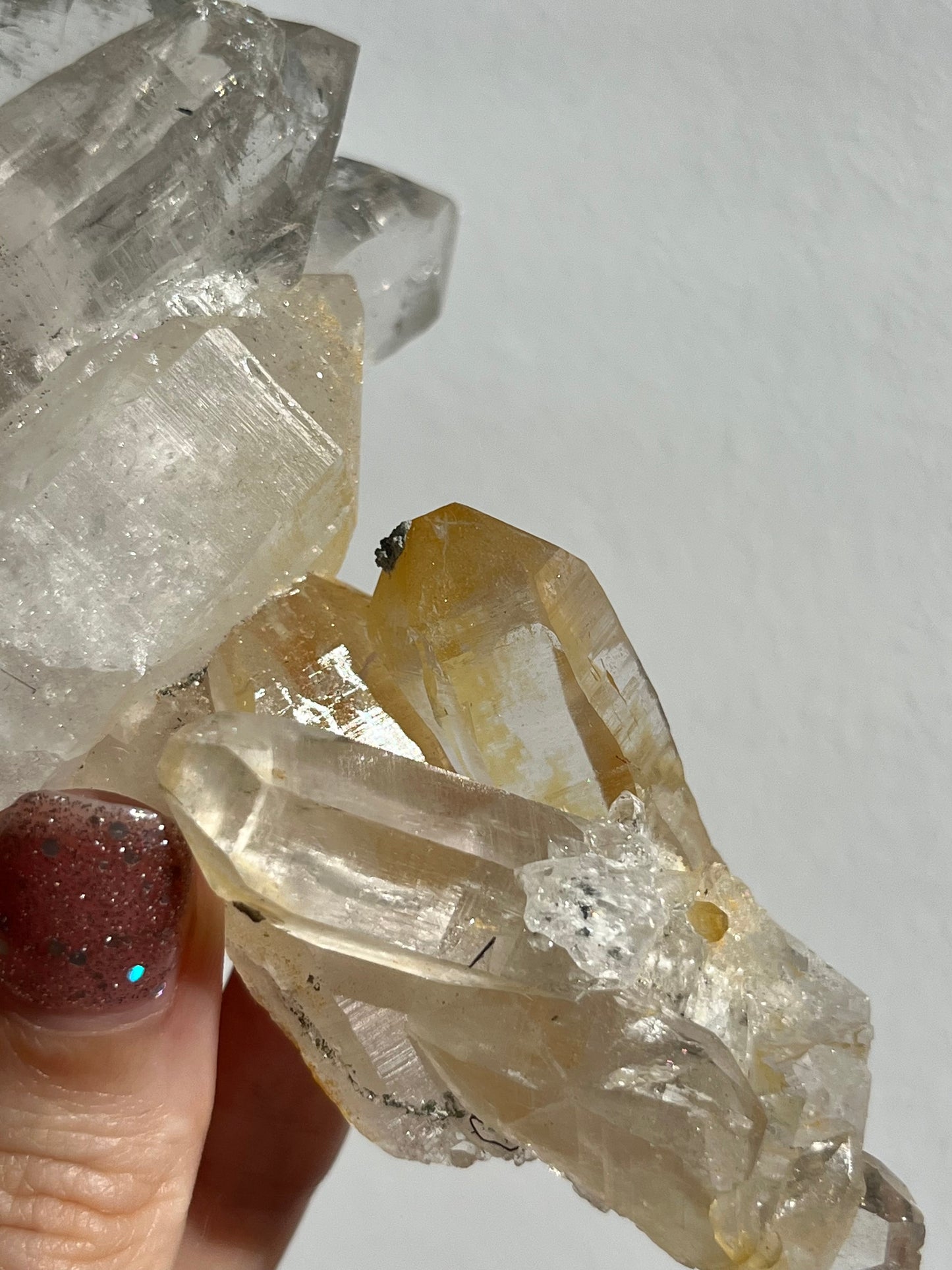 Chlorite Himalayan Quartz Cluster w/Golden Healer, Rutile & Sparkly Anatase Inclusions #7