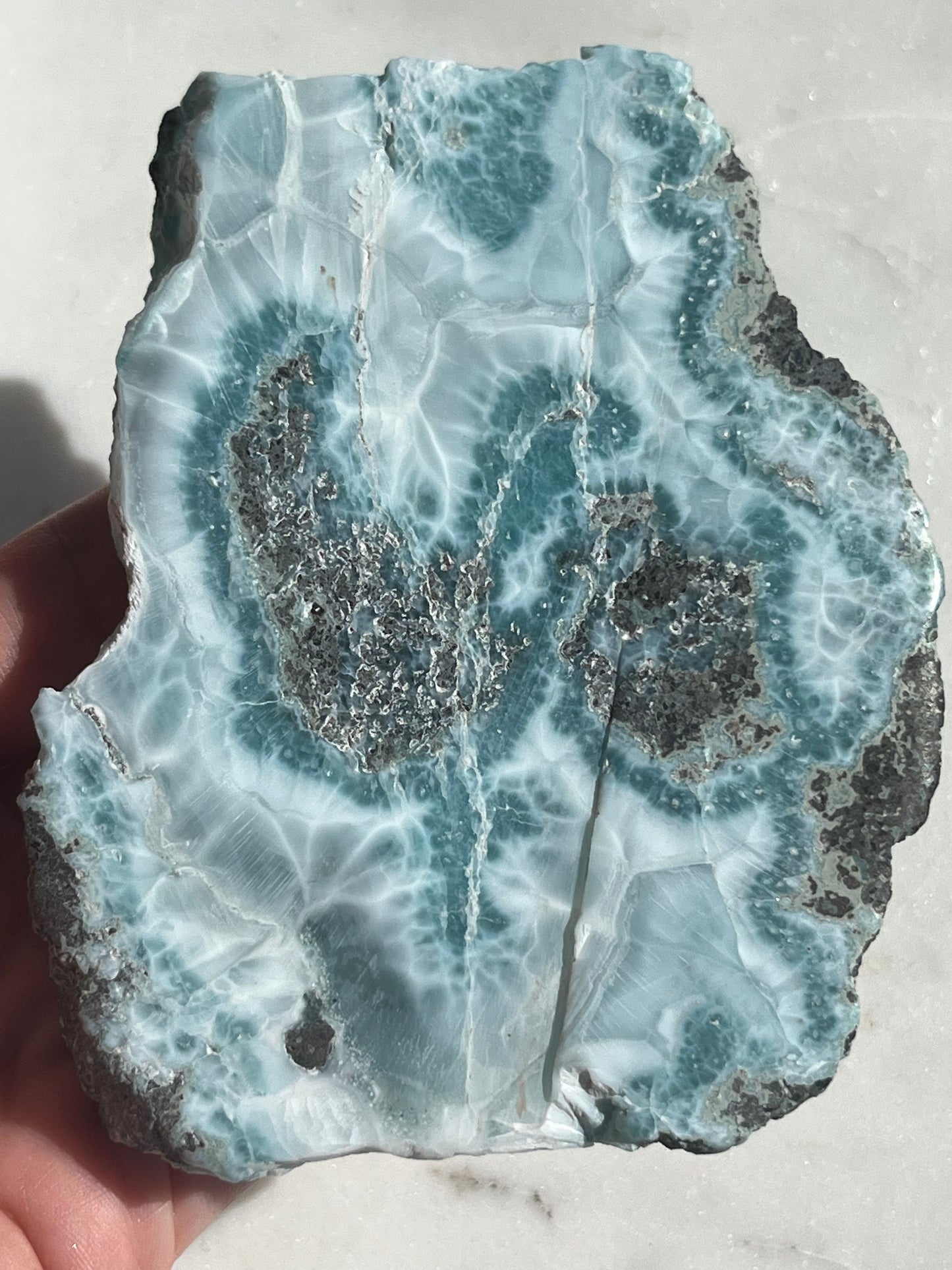 Larimar Semi Polished Slab w/Raw Edge #2