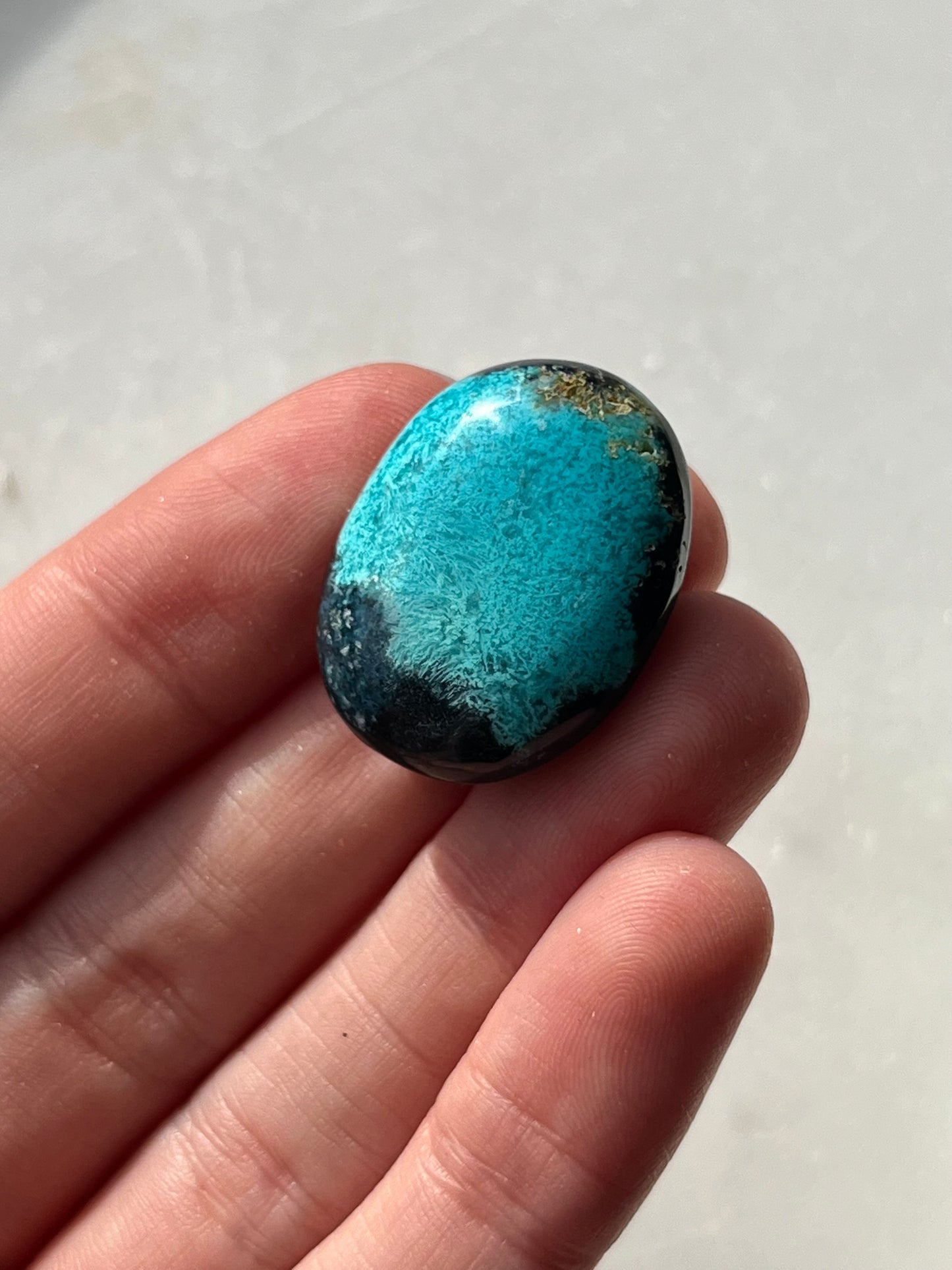 Indonesian Gemmy Chrysocolla Chalcedony Palmstone w/Tenorite & Cuprite (You Choose)o