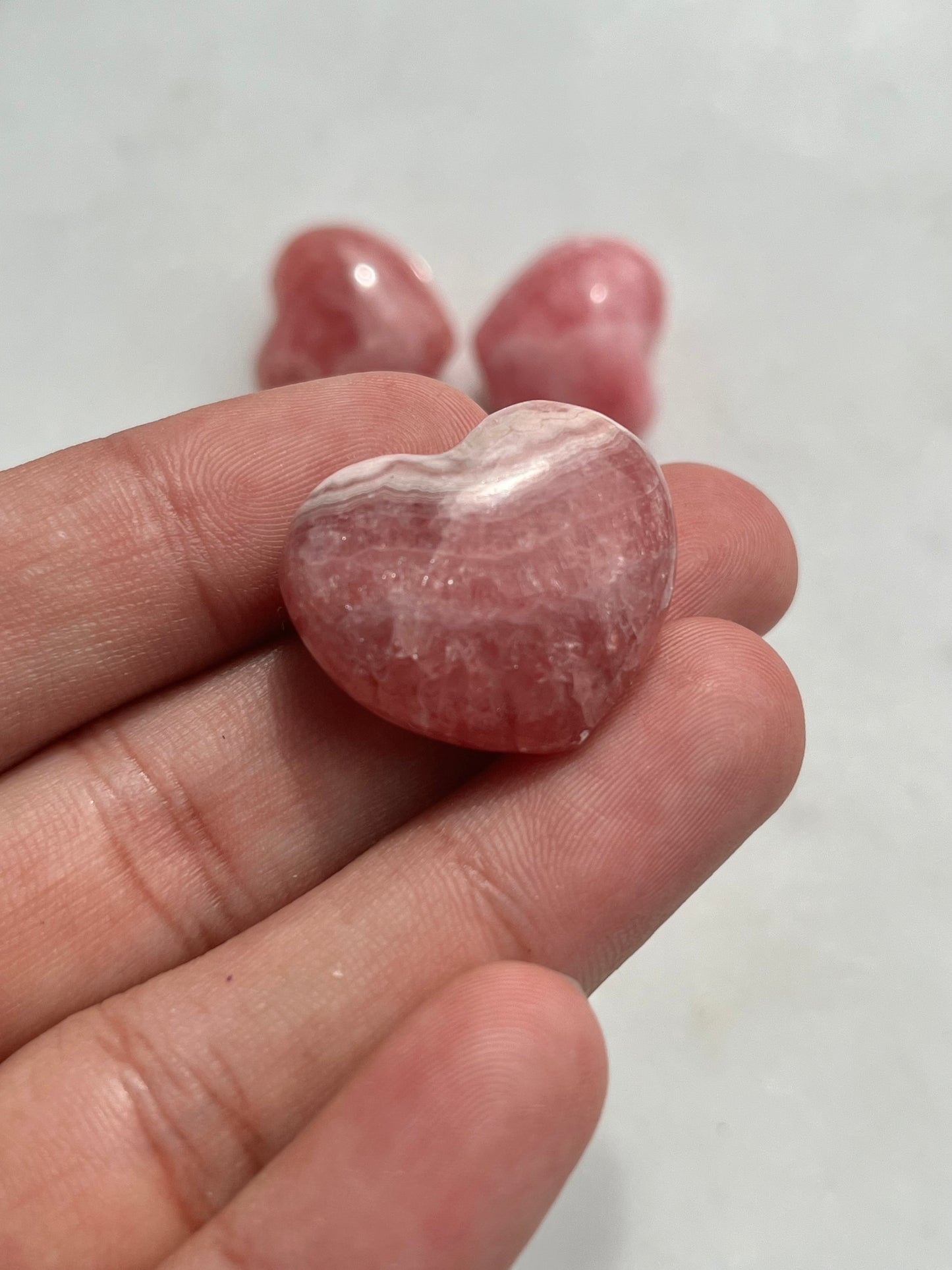 Pink Gemmy Rhodochrosite Heart Carving